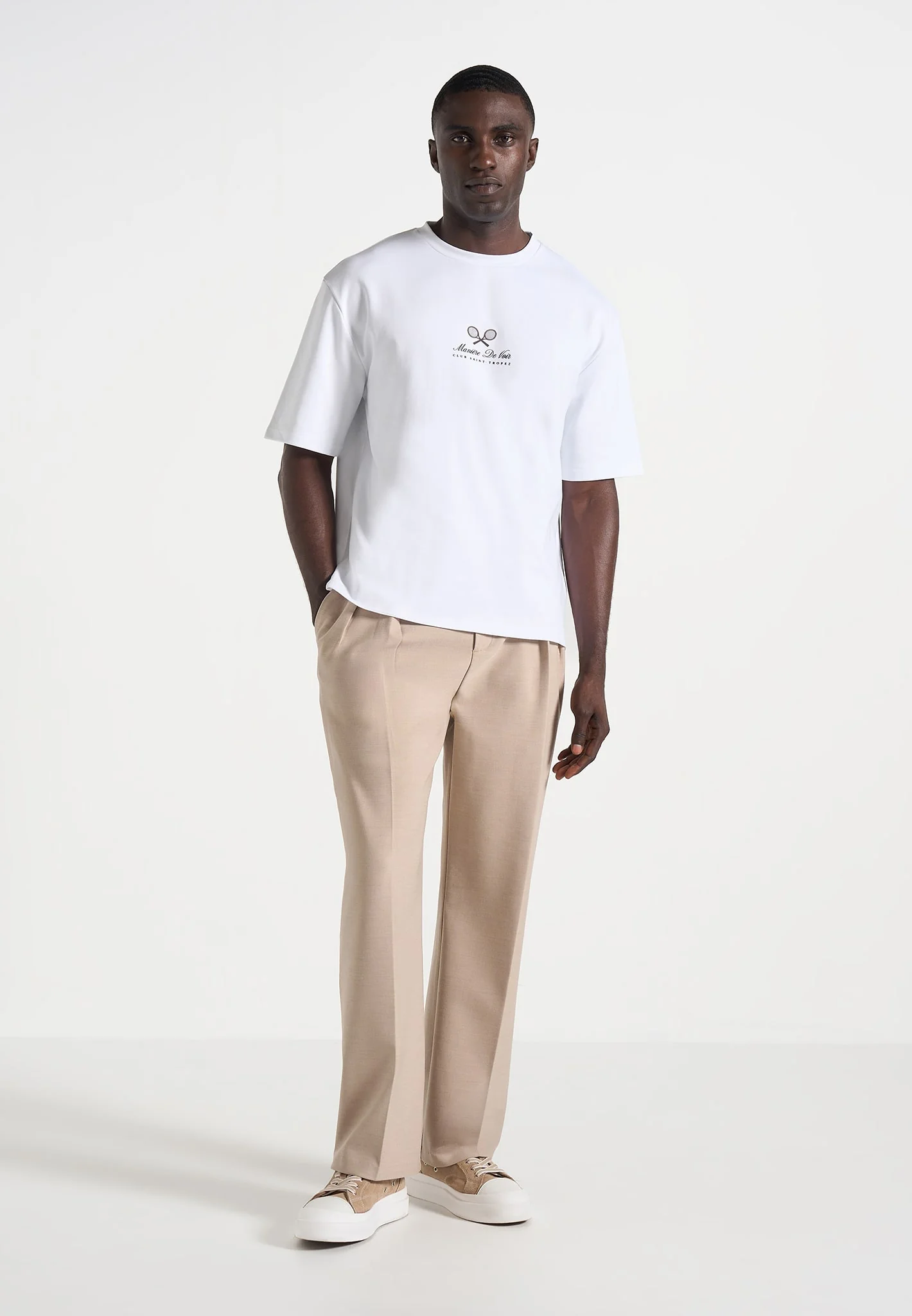 Aaron - Club Saint-Tropez Cotton T-Shirt - White - Image 6
