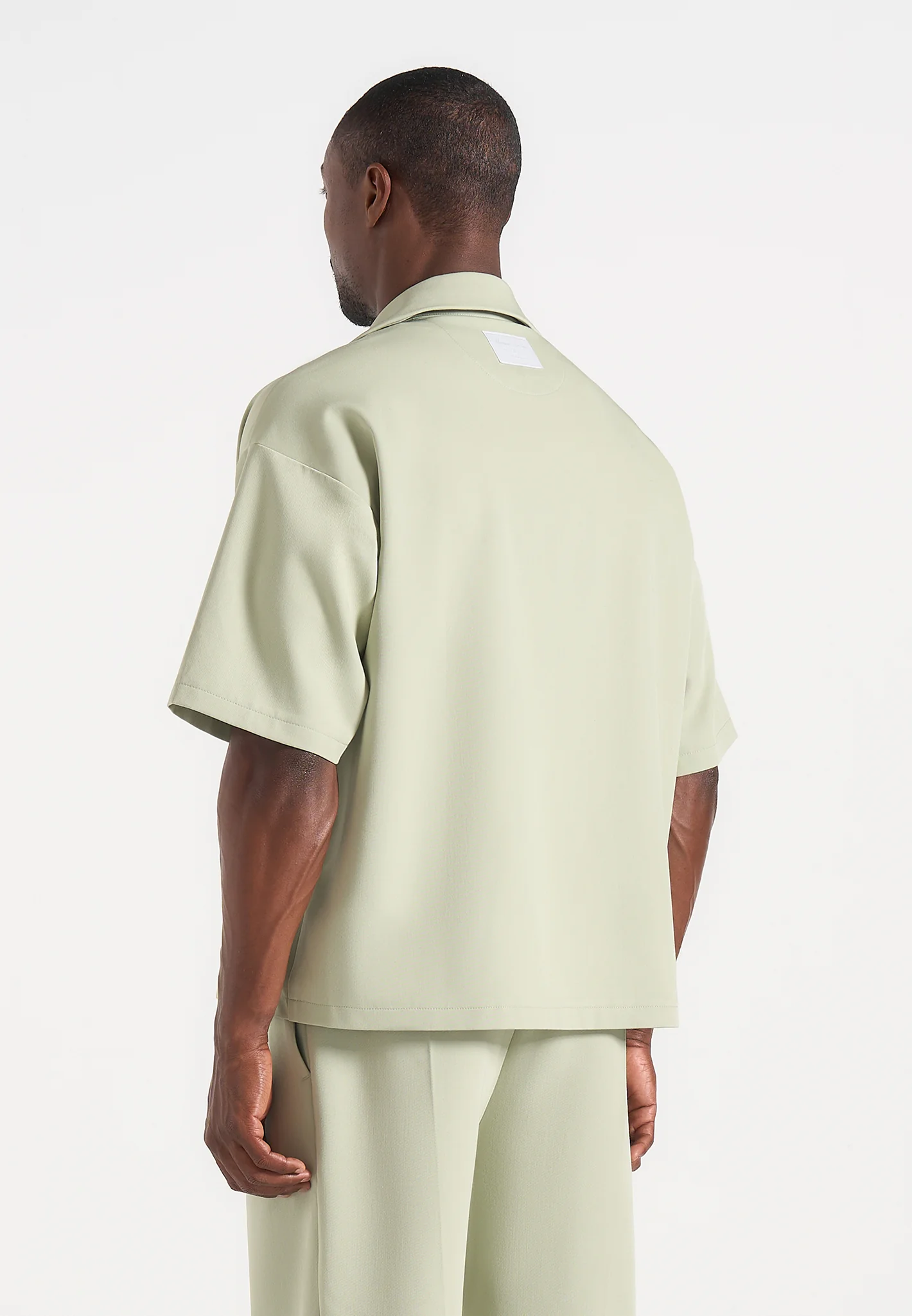 Abel - Boxy Double Breasted Tailored Shirt - Sage - Image 4