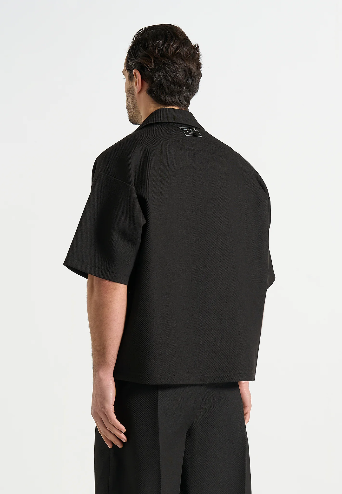 Abel - Boxy Twill Double Breasted Shirt - Black - Image 4