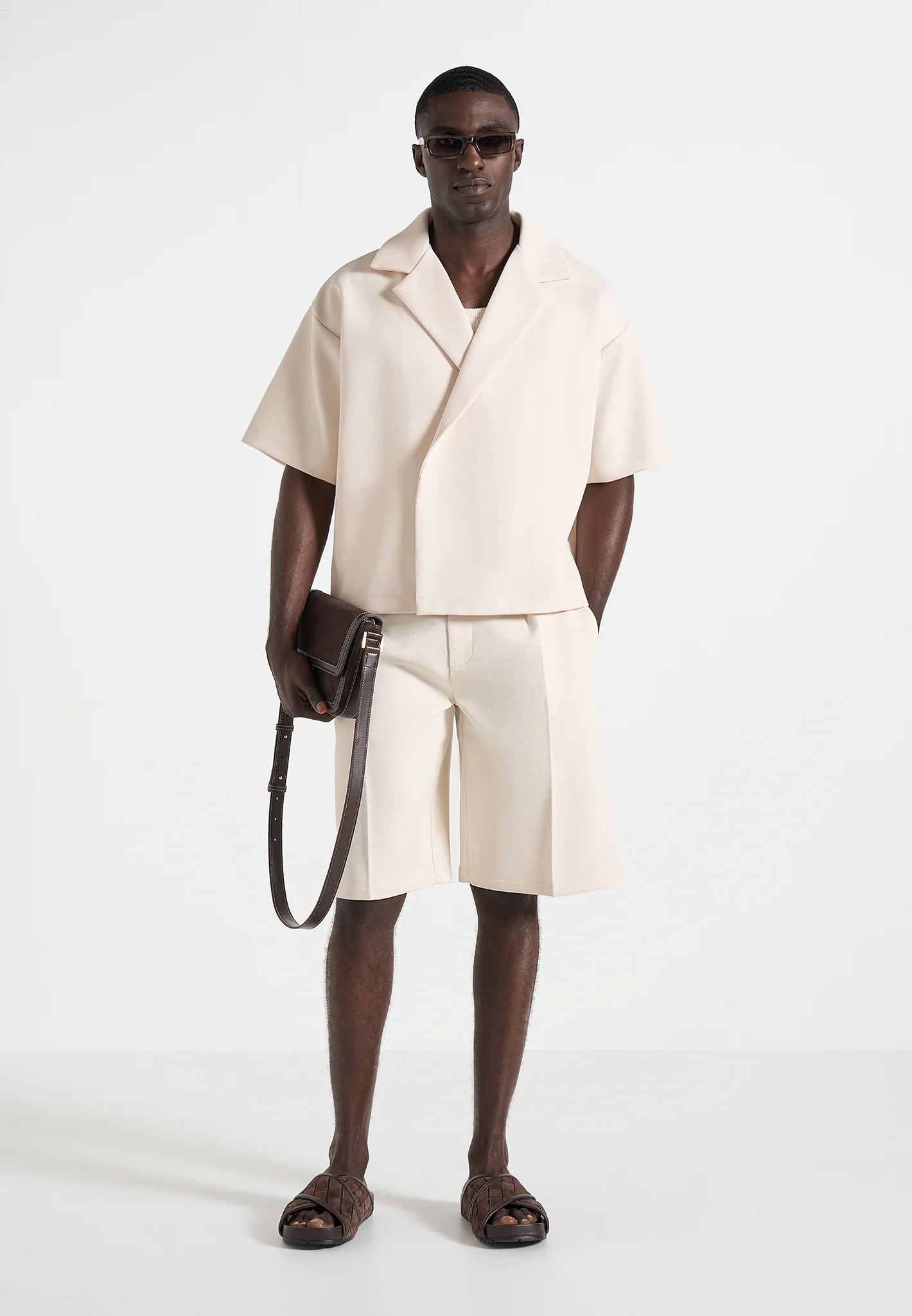 Abel - Boxy Twill Double Breasted Shirt - Cream - Image 4