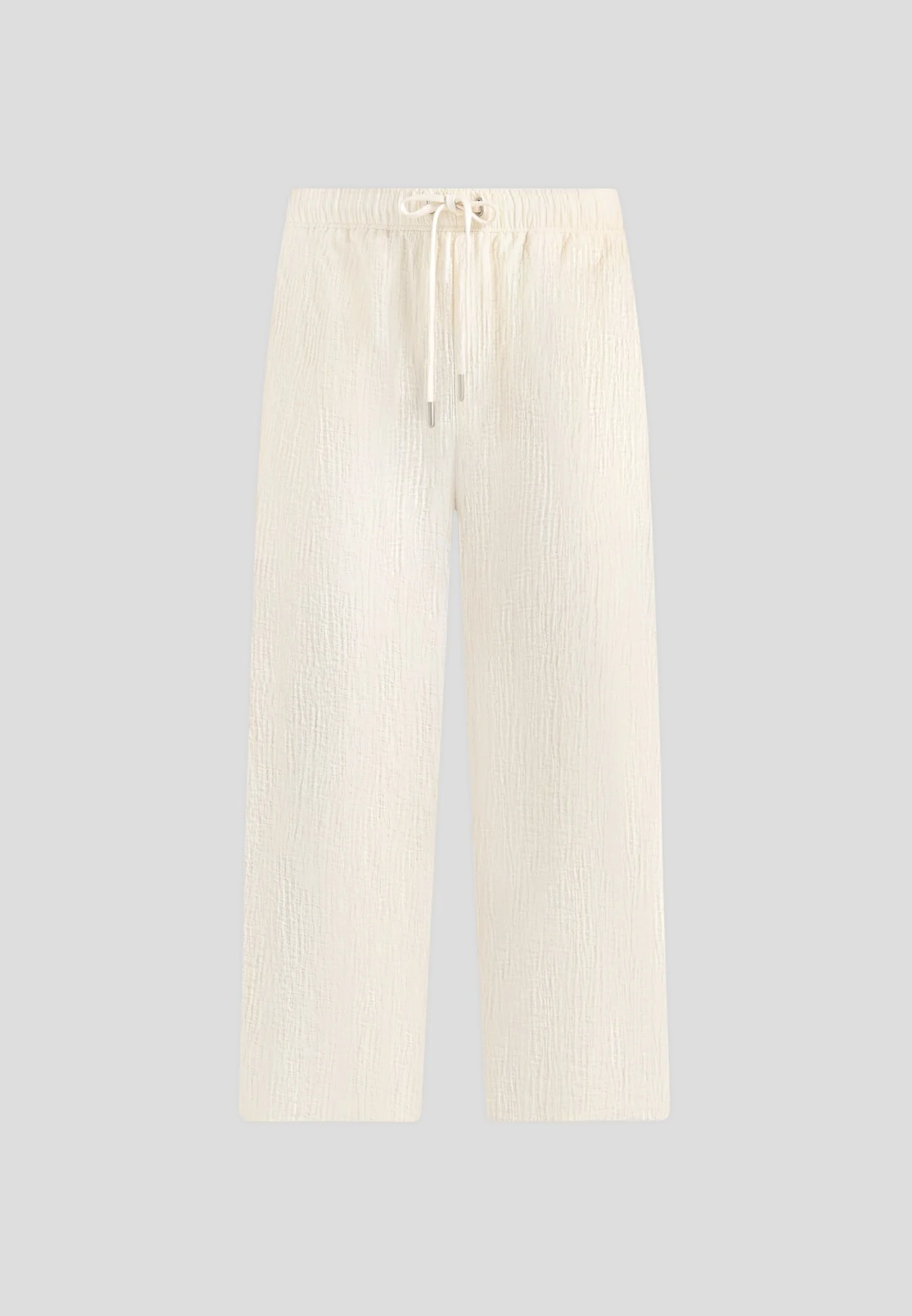 Addison - Unisex Textured Relaxed Fit Trousers - Cream - Image 9