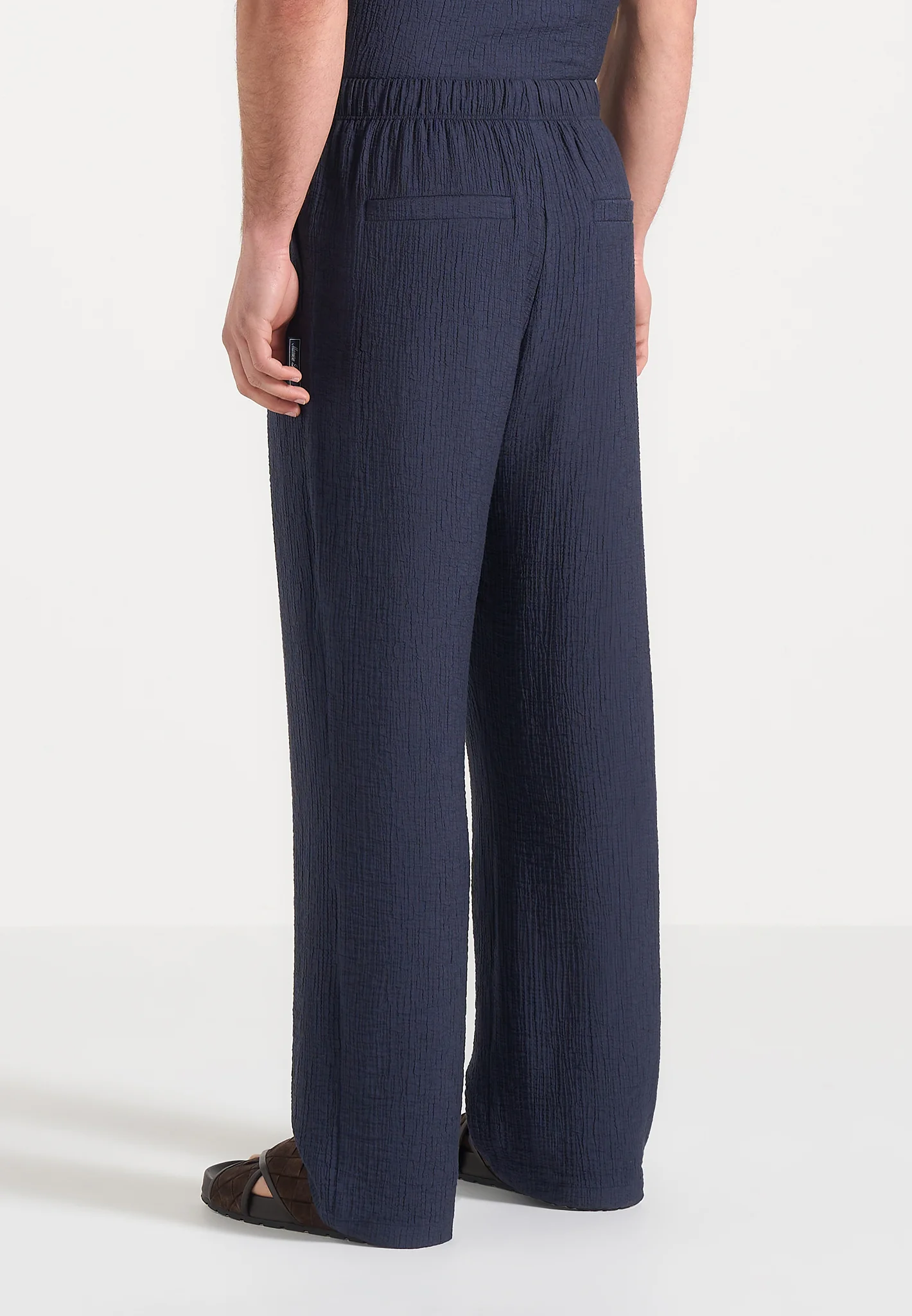 Addison - Unisex Textured Relaxed Fit Trousers - Navy - Image 6