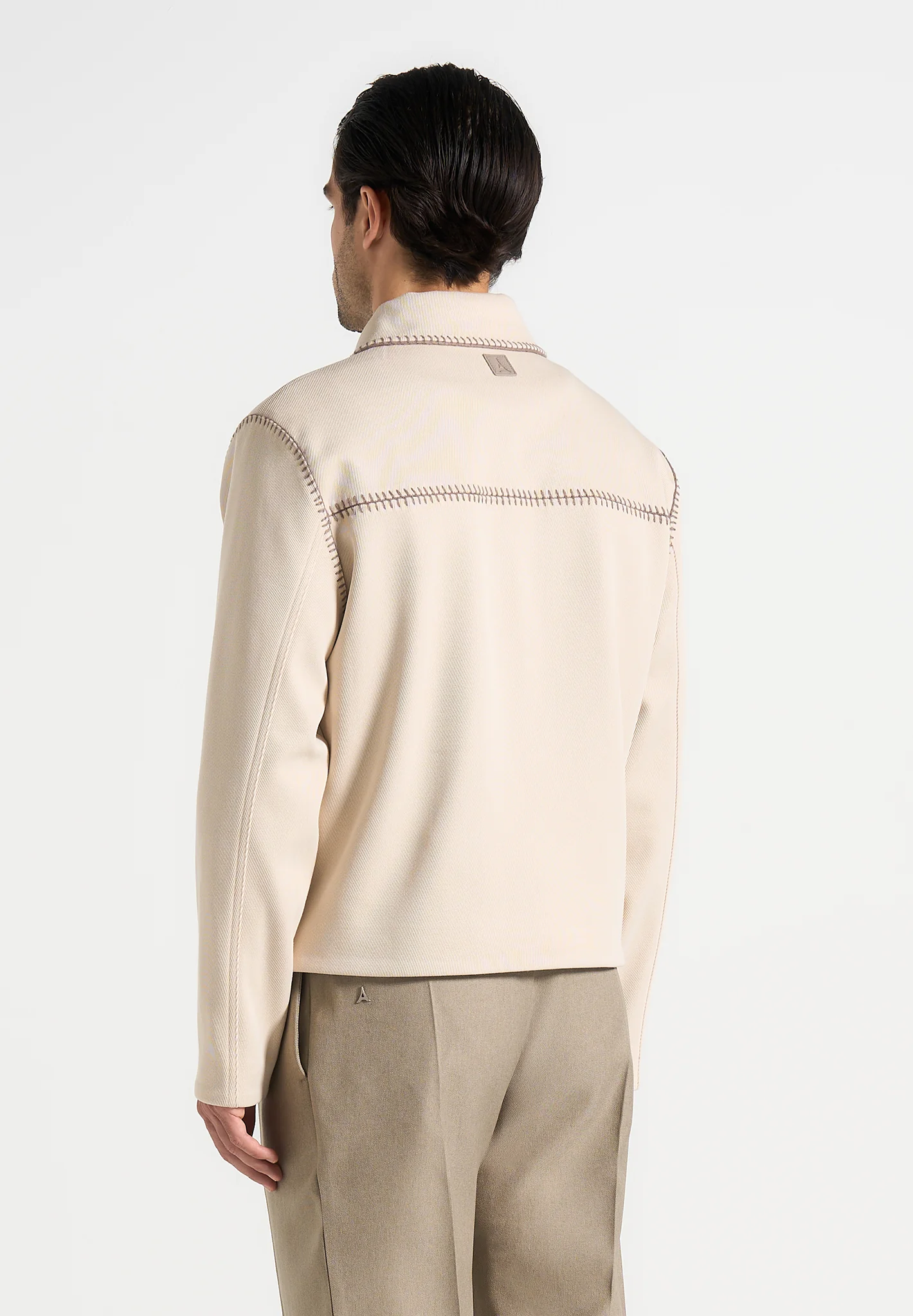 Alex - Whipstitch Twill Boxy Jacket - Cream - Image 6