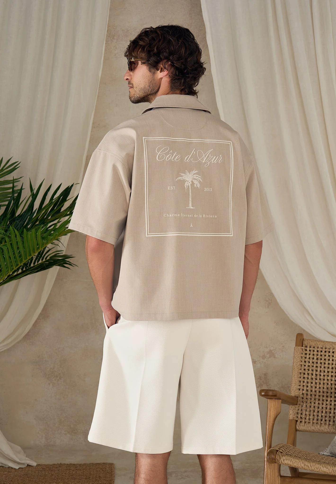 Alexis - Unisex Cote d'Azur Boxy Shirt - Beige - Image 10