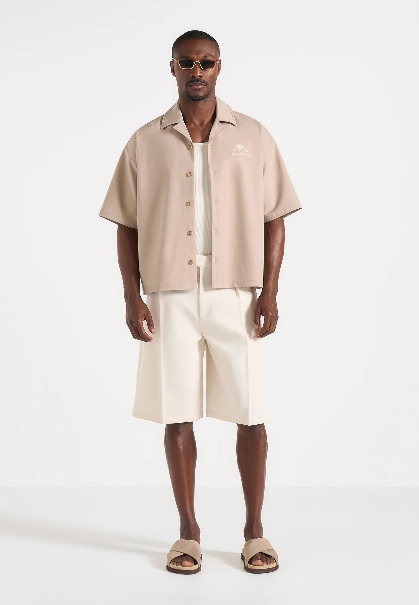 Alexis - Unisex Cote d'Azur Boxy Shirt - Beige - Image 6