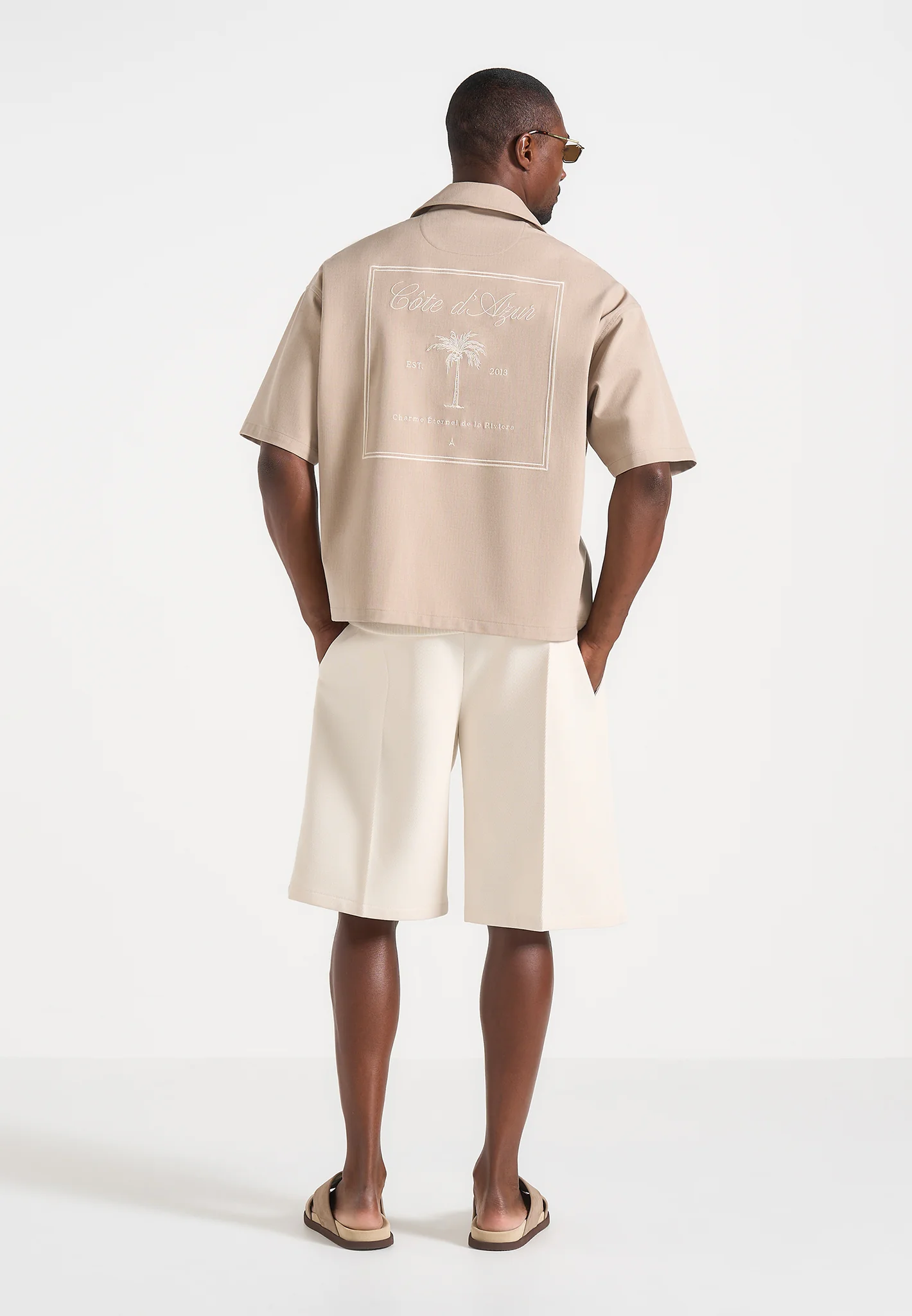 Alexis - Unisex Cote d'Azur Boxy Shirt - Beige - Image 8