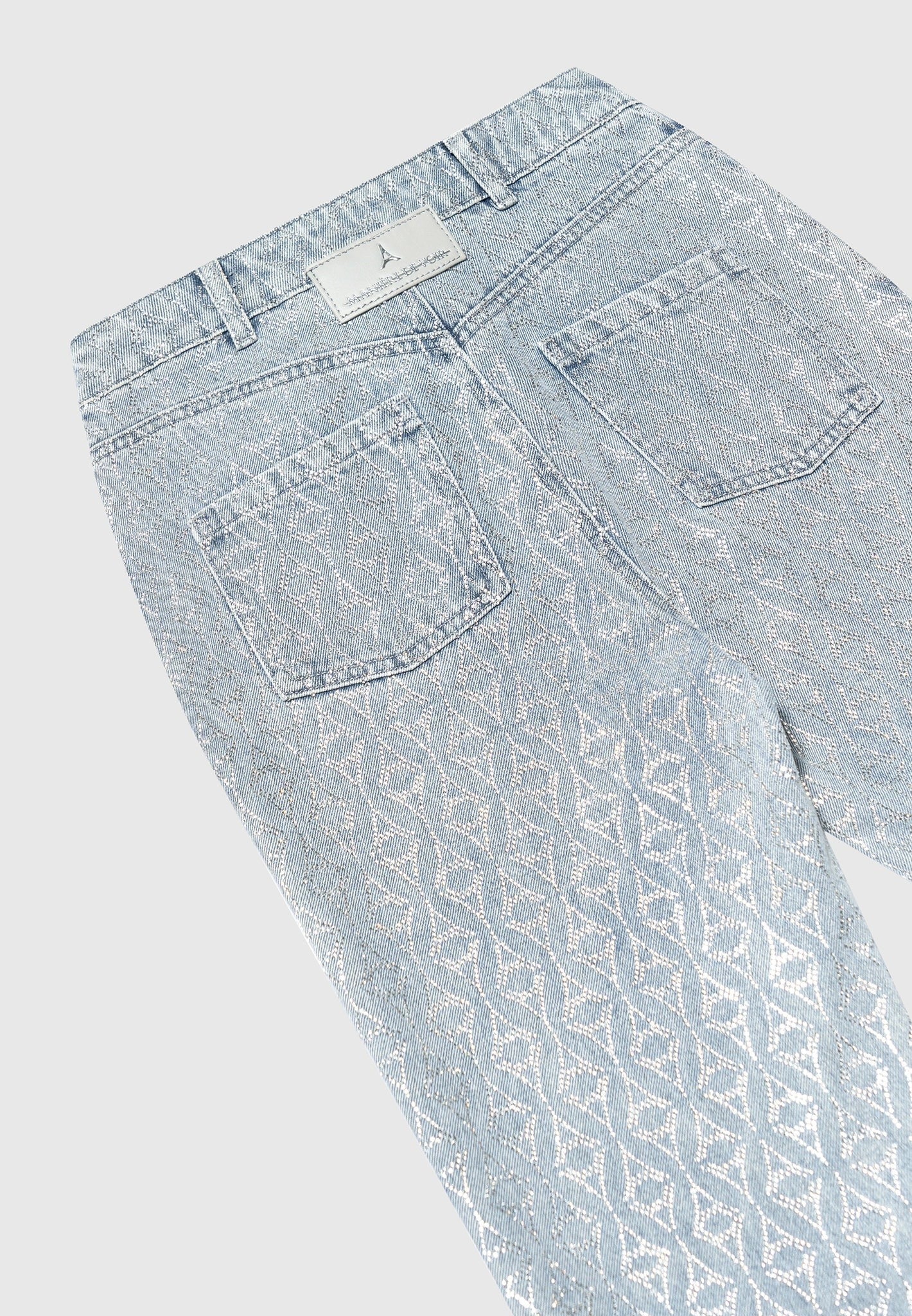 Alma - Rhinestone Eiffel Straight Leg Jeans - Mid Blue - Image 6