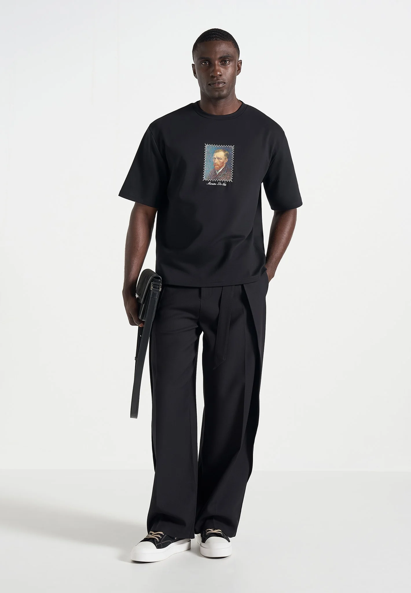 Anders - Cafe Terrace At Night Cotton T-Shirt - Black