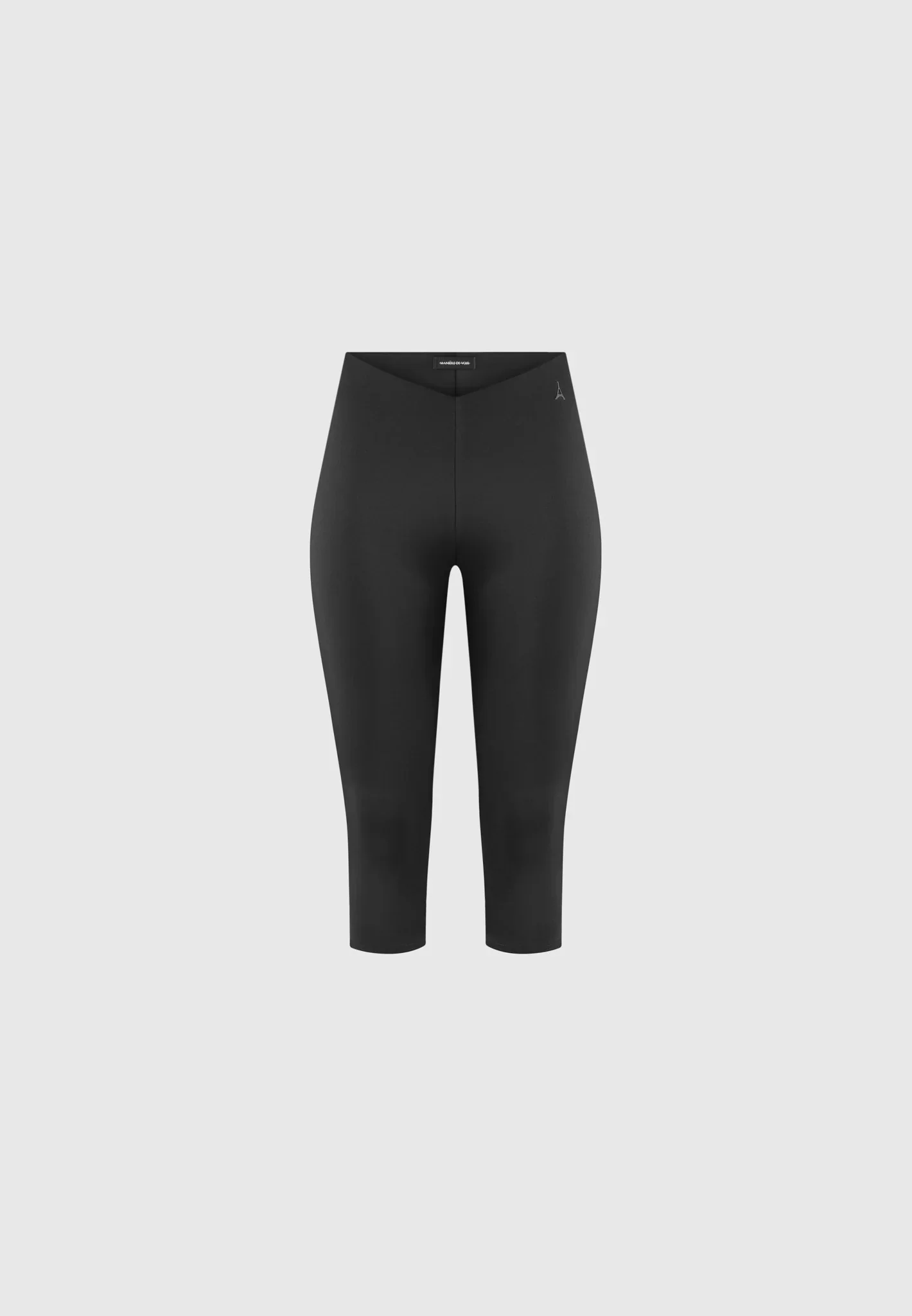 Angled Waist Capri Leggings - Black - Image 5