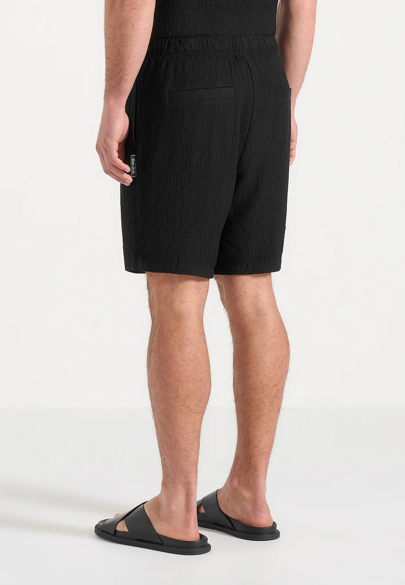 Ari - Unisex Textured Shorts - Black - Image 6