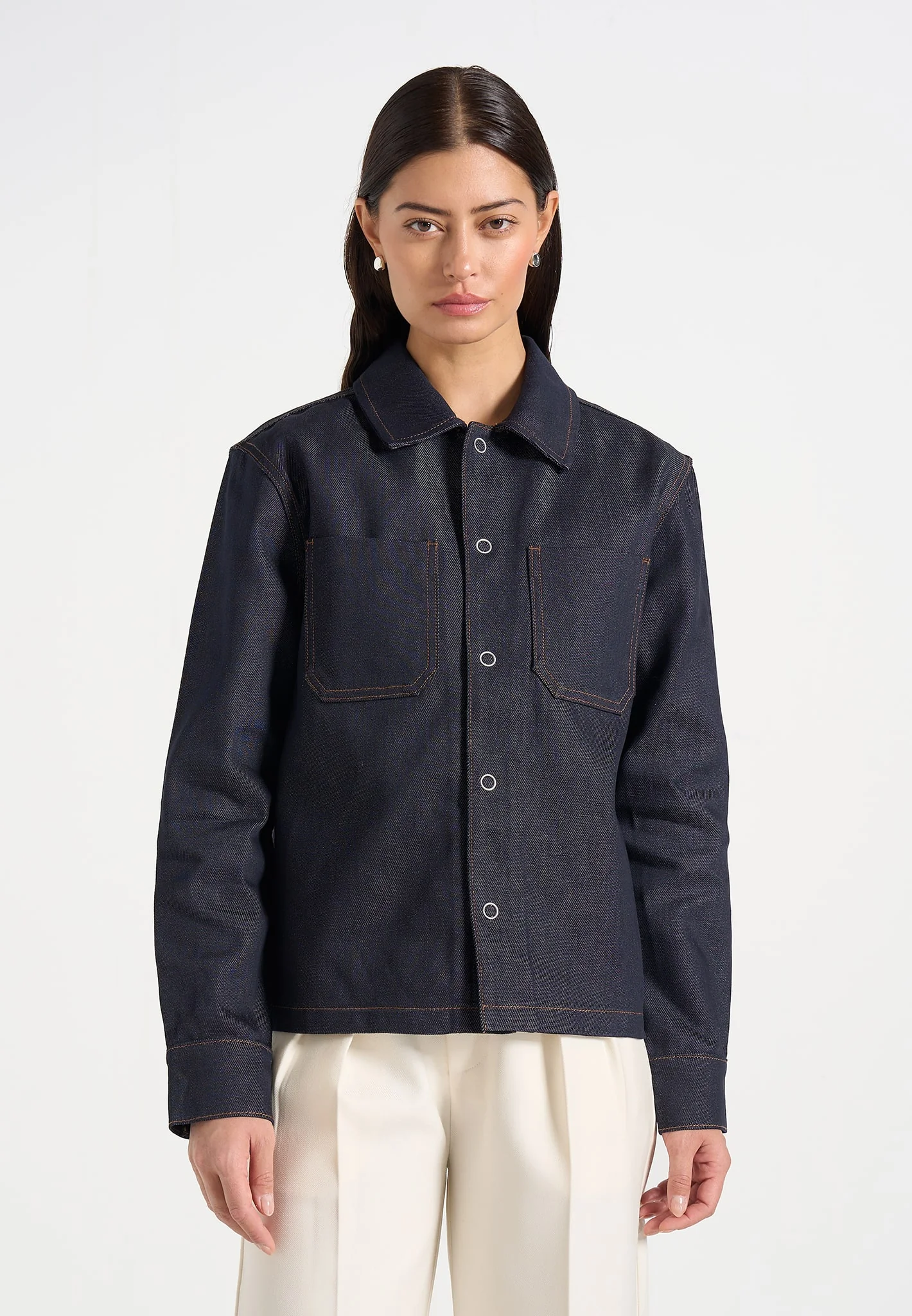 Asher - Unisex Denim Shirt - Indigo - Image 7