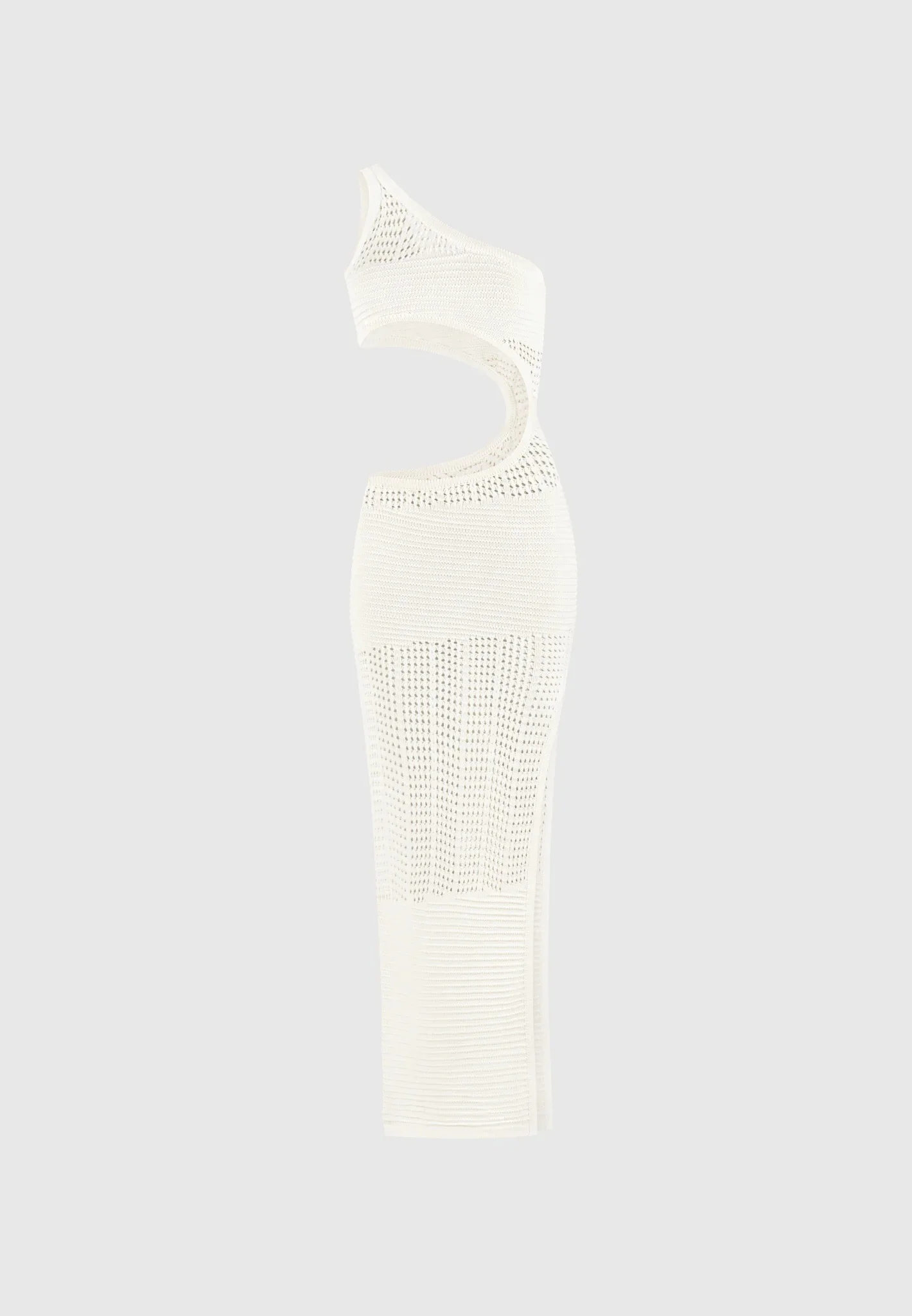 Asymmetric Crochet Knit Cut Out Maxi Dress - Cream - Image 6