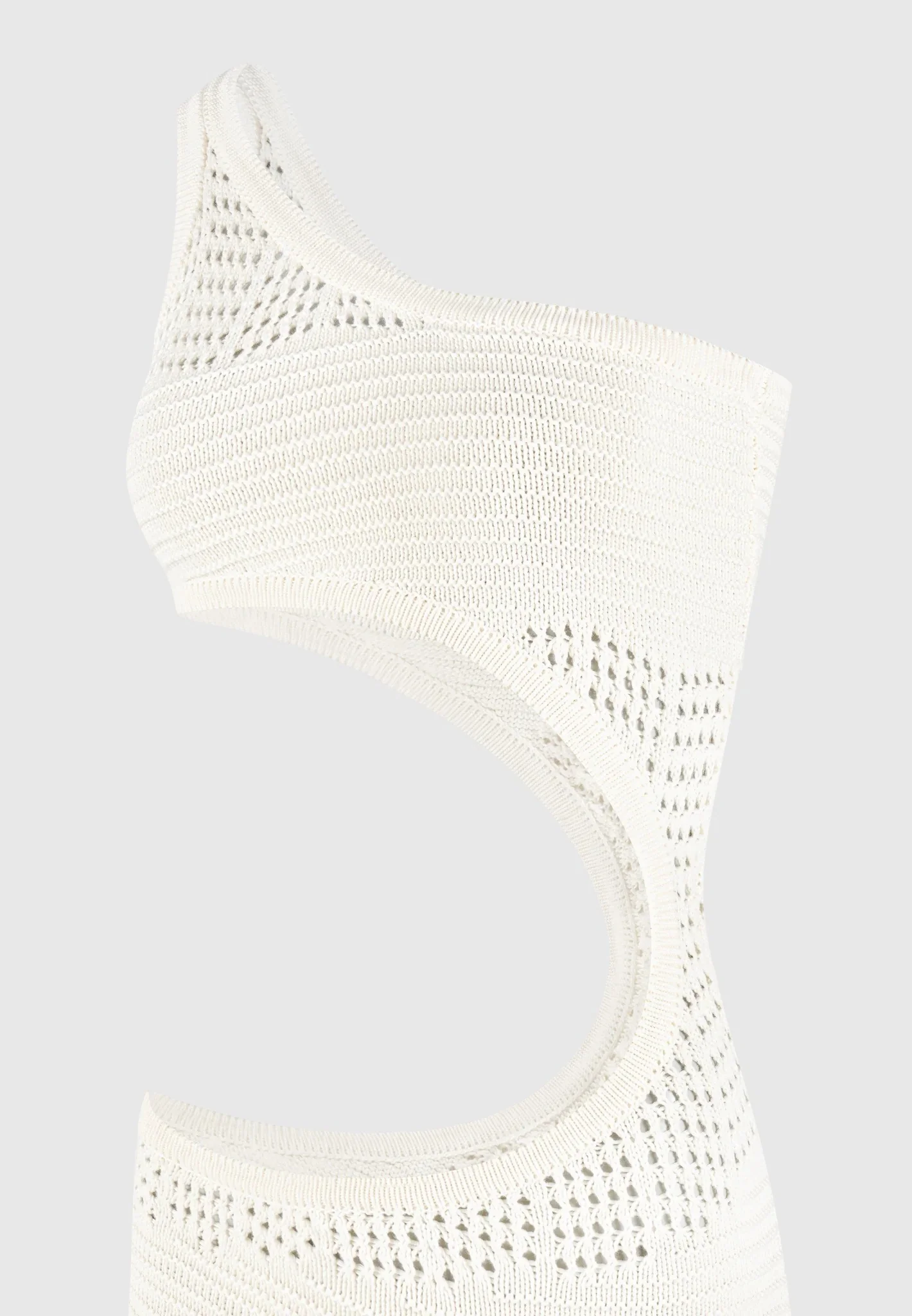 Asymmetric Crochet Knit Cut Out Maxi Dress - Cream - Image 7