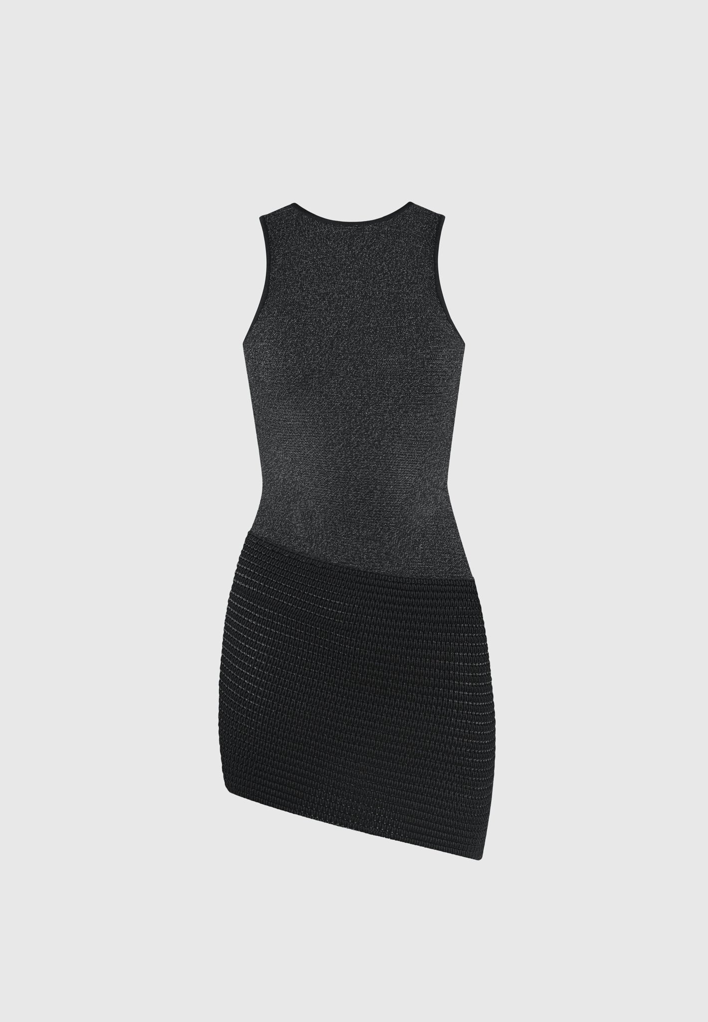 Asymmetric Knit Mini Dress - Black Marl - Image 4