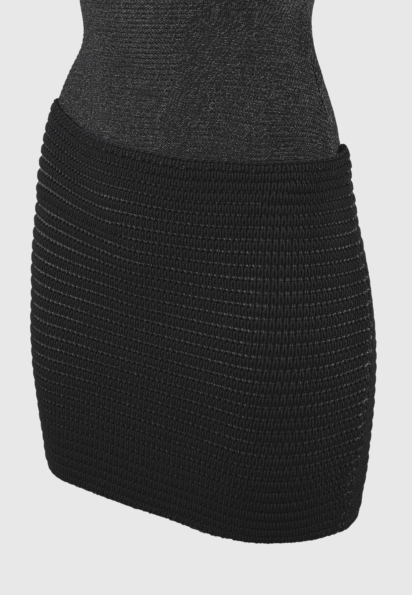 Asymmetric Knit Mini Dress - Black Marl - Image 5