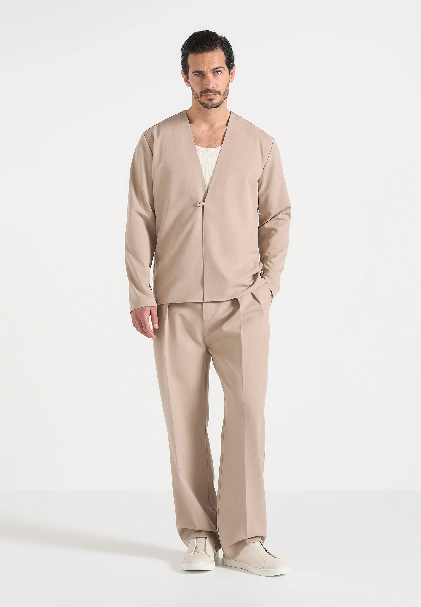 Axel - Minimal Kimono Shirt - Beige