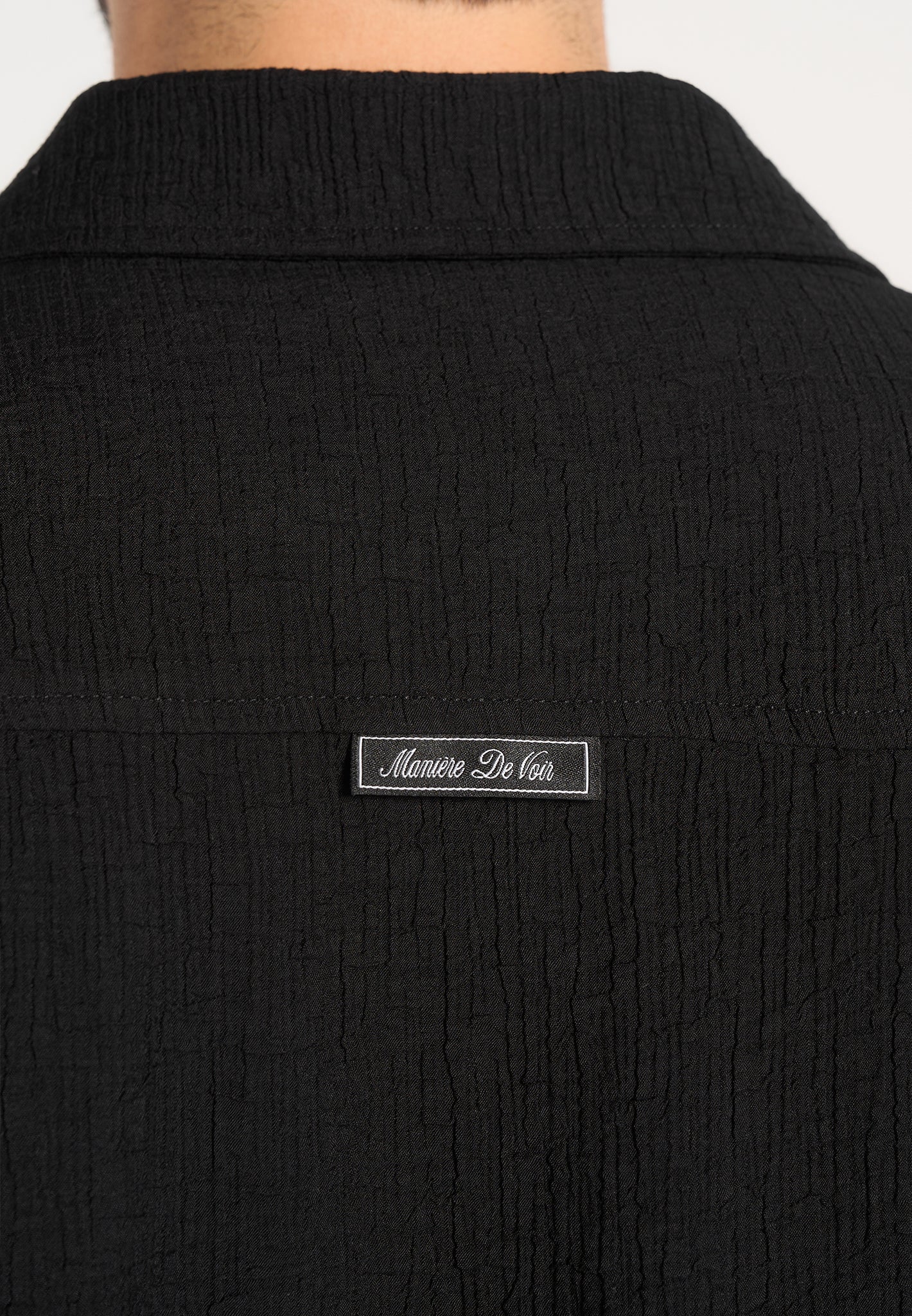 Bailey - Unisex Textured Long Sleeve Shirt - Black - Image 3