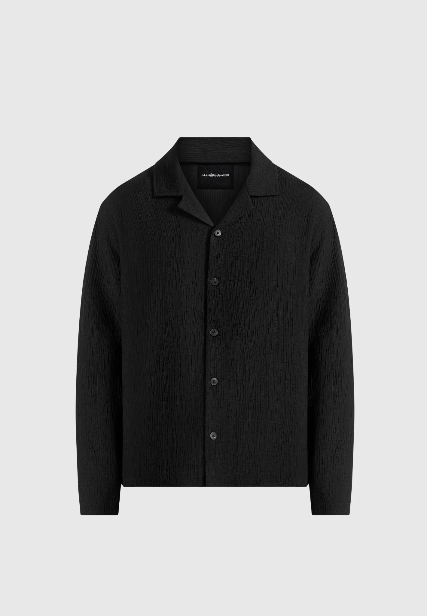 Bailey - Unisex Textured Long Sleeve Shirt - Black - Image 8