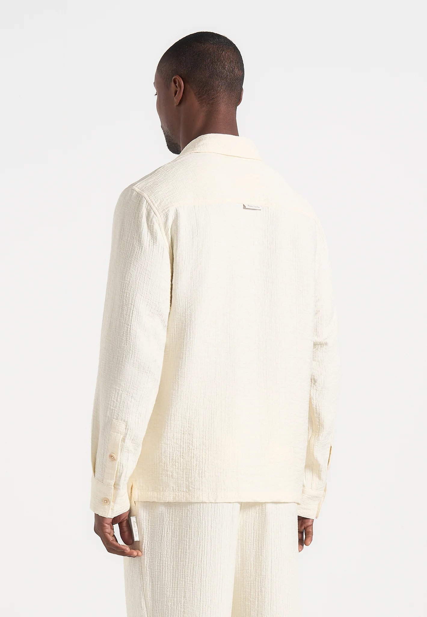 Bailey - Unisex Textured Long Sleeve Shirt - Cream - Image 5