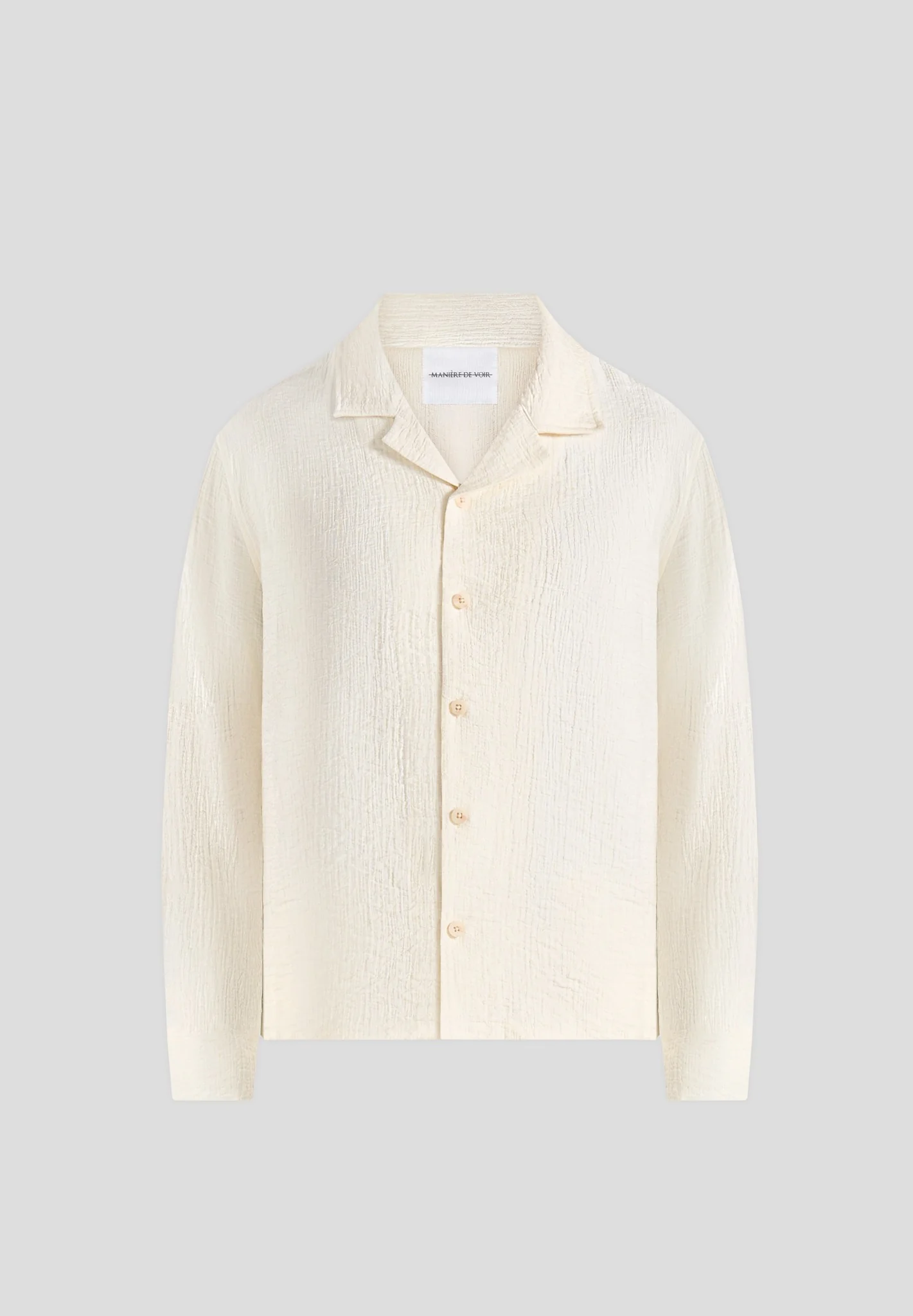 Bailey - Unisex Textured Long Sleeve Shirt - Cream - Image 8