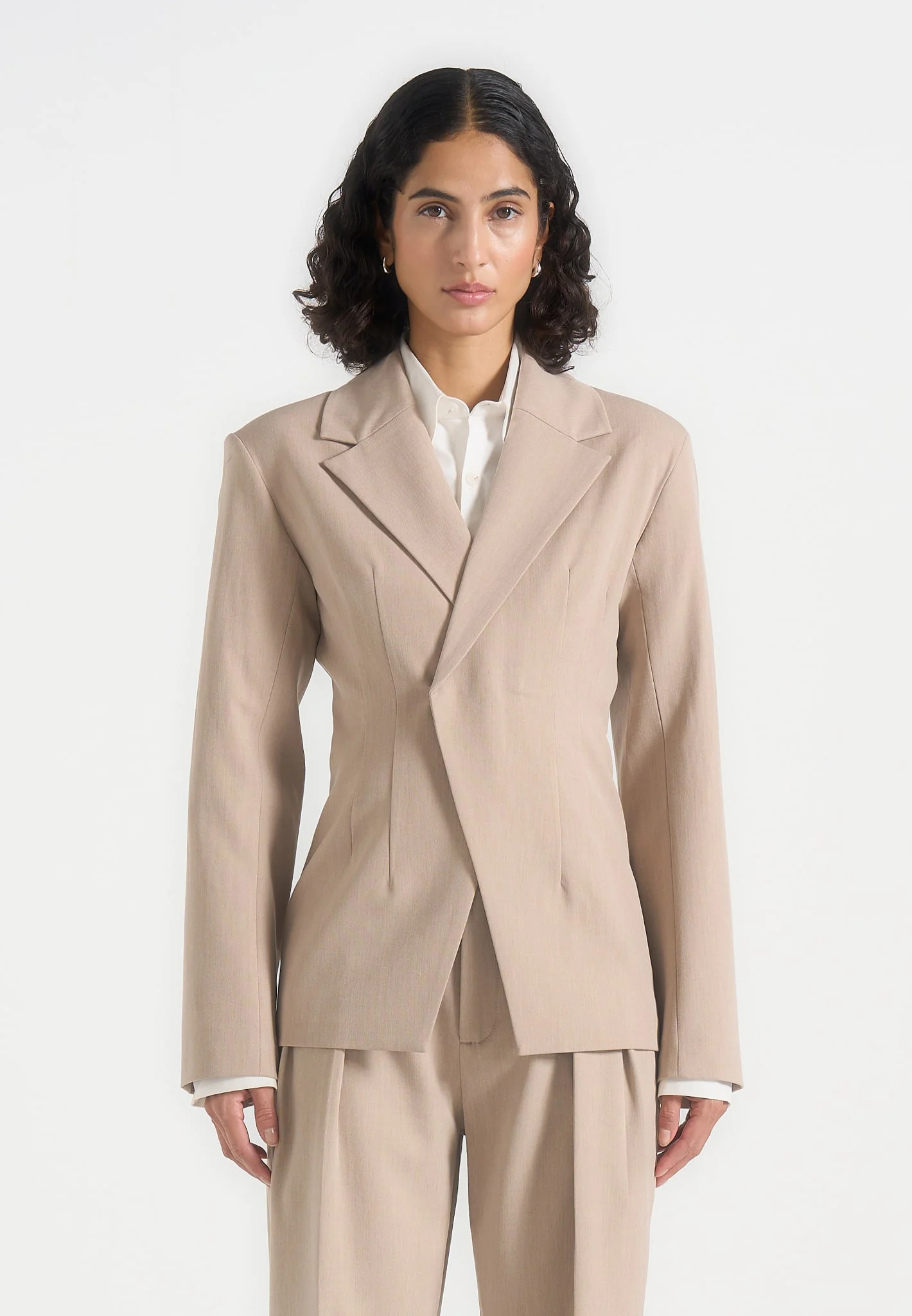 Beatrice - Tailored Cinched Blazer - Beige - Image 2