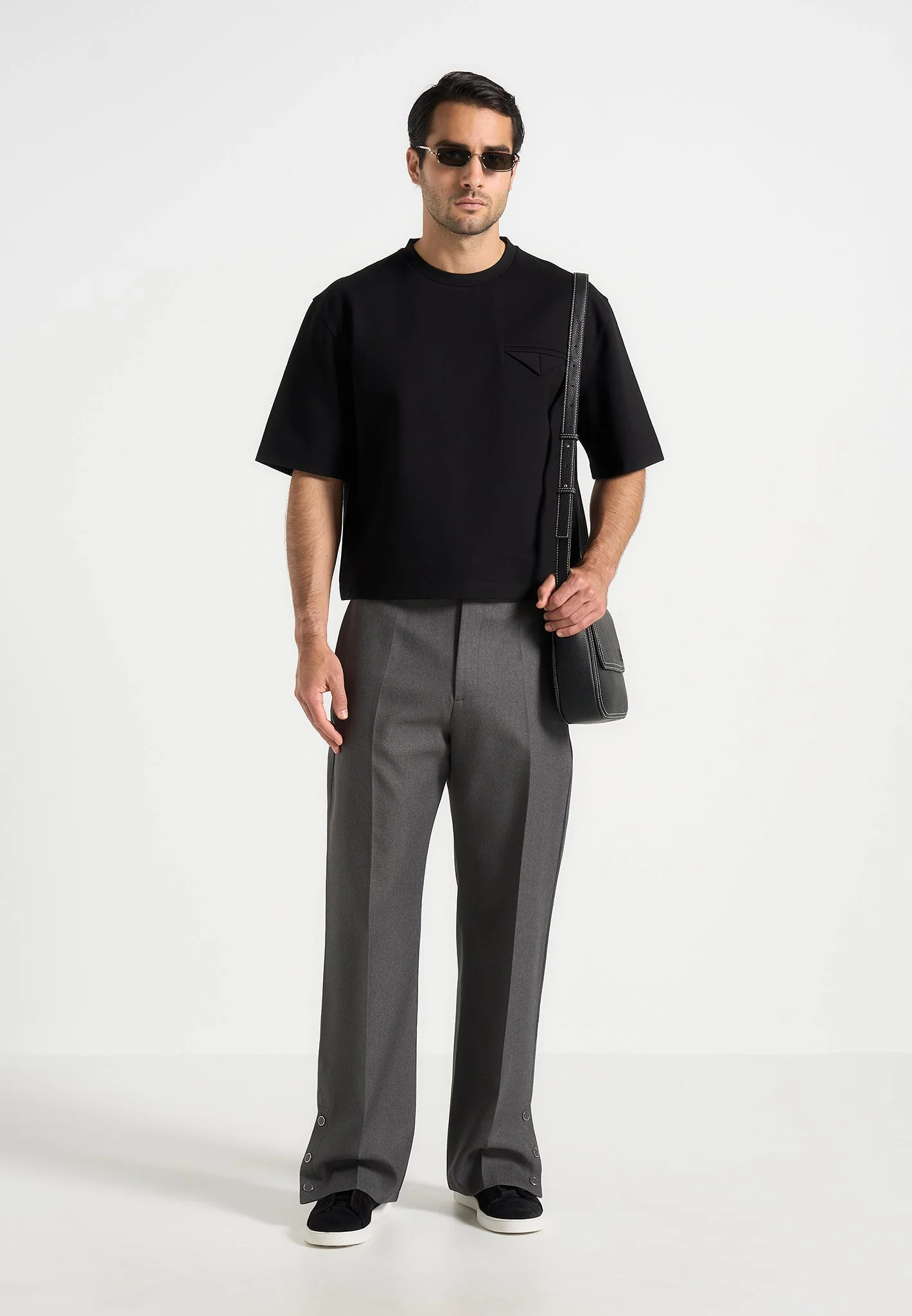 Boris - Relaxed Fit Tailored Button Cuff Trousers - Grey - Image 4