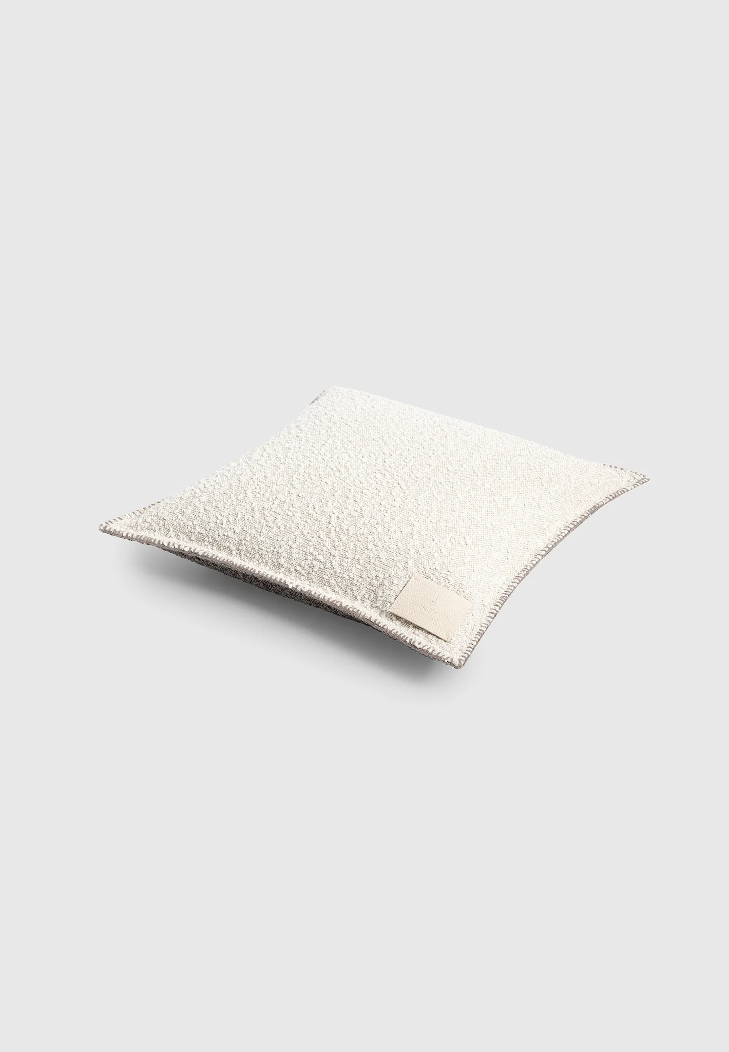 Boucle & Whipstitch Reversible Cushion - Brown/Cream - Image 7