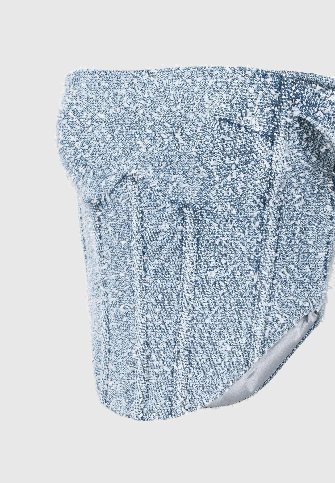 Bonnie - Boucle Denim Bardot Corset Top - Mid Blue - Image 5