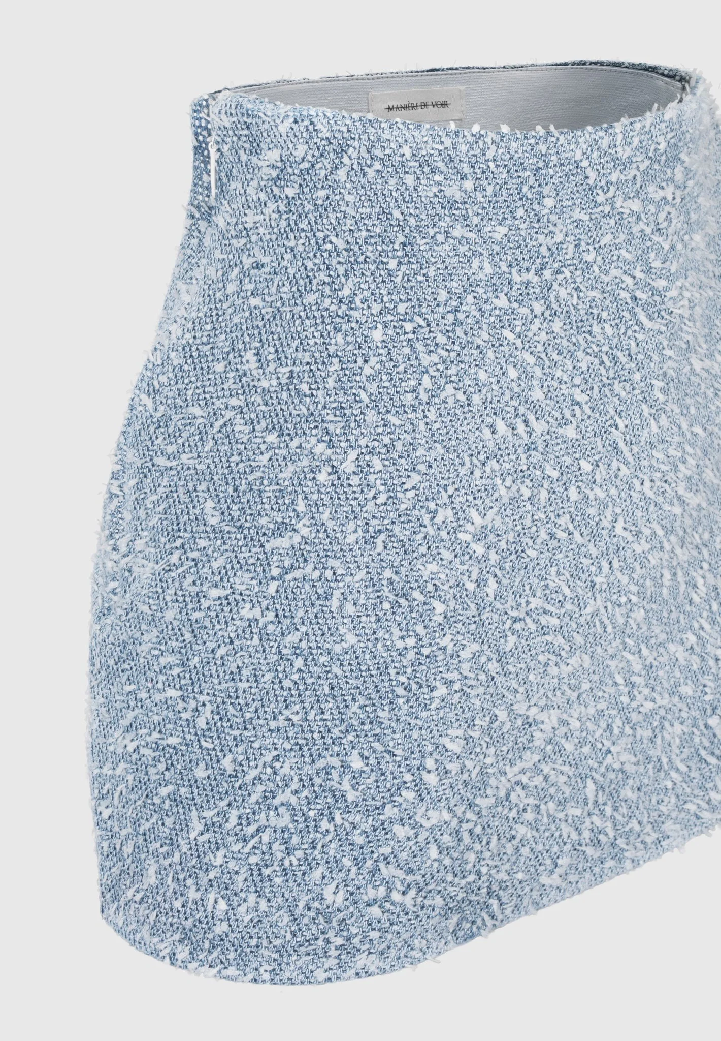 Boucle Denim Mini Skirt - Mid Blue - Image 6