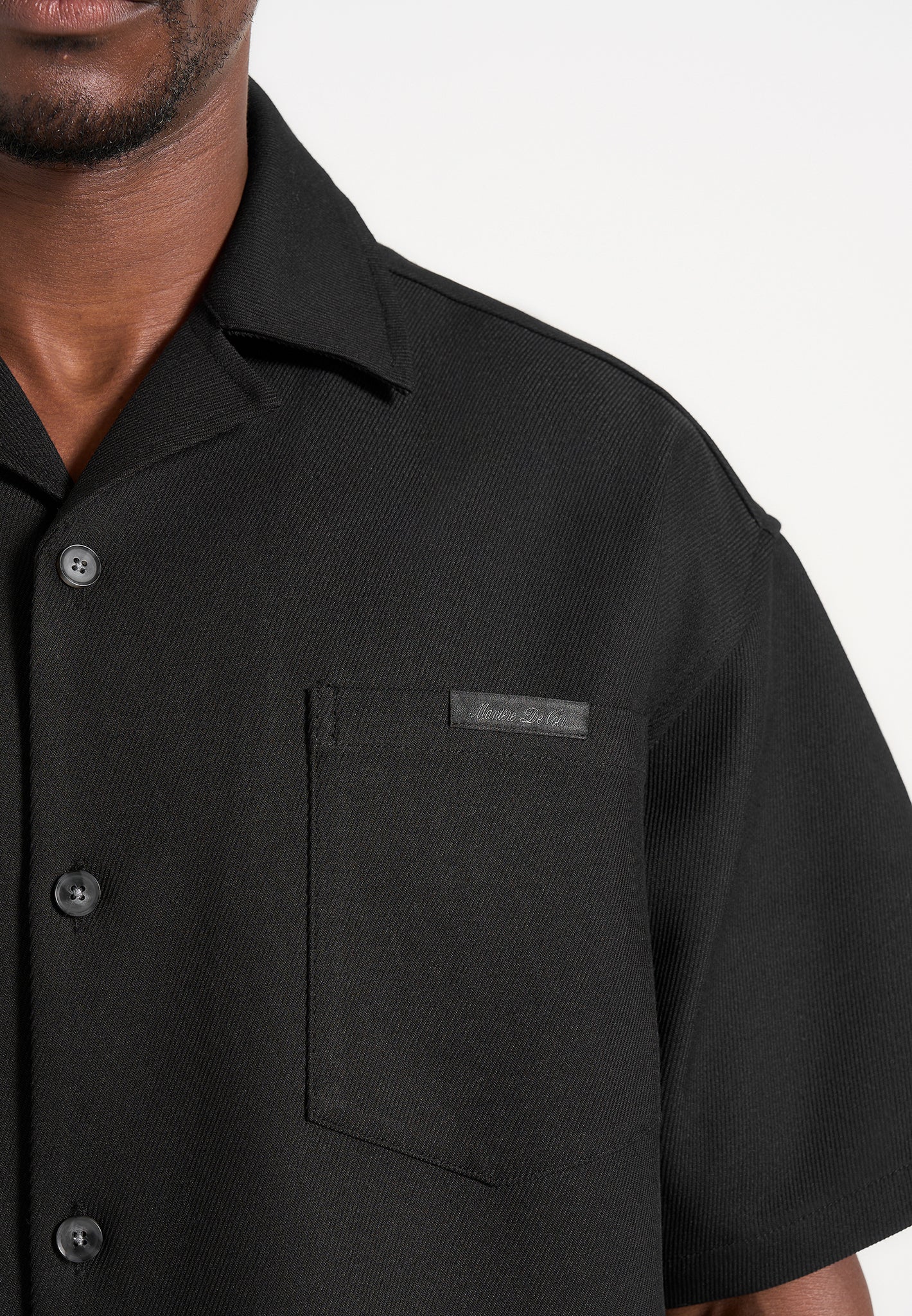 Brook - Unisex Signature Twill Boxy Shirt - Black - Image 3