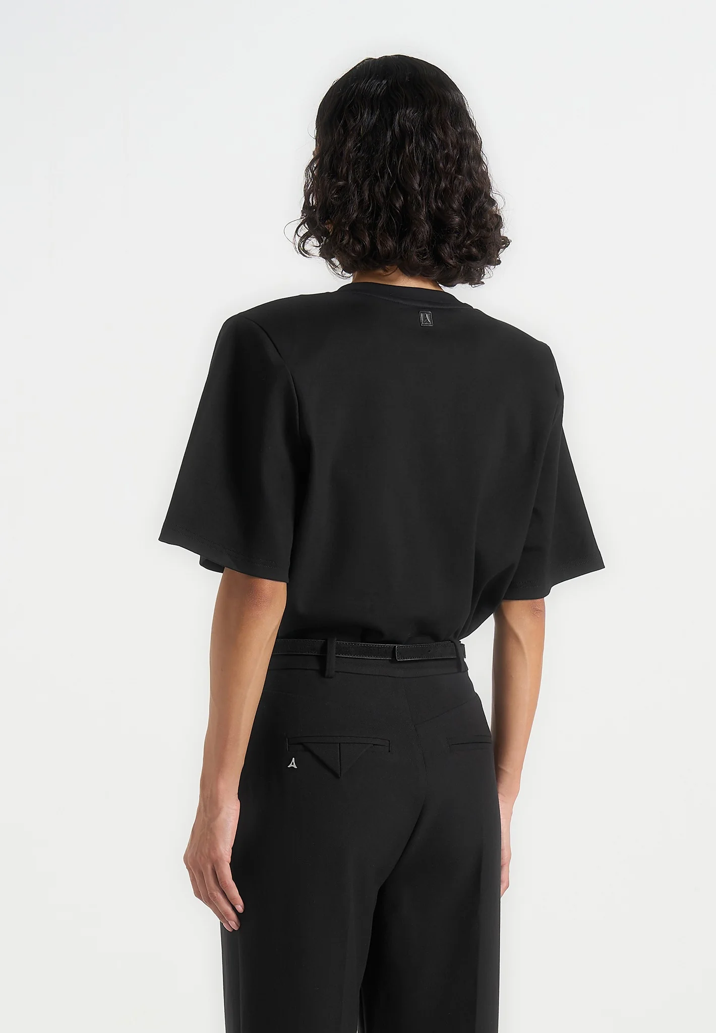 BS002 - Wide Shoulder Bodysuit T-Shirt - Black - Image 3