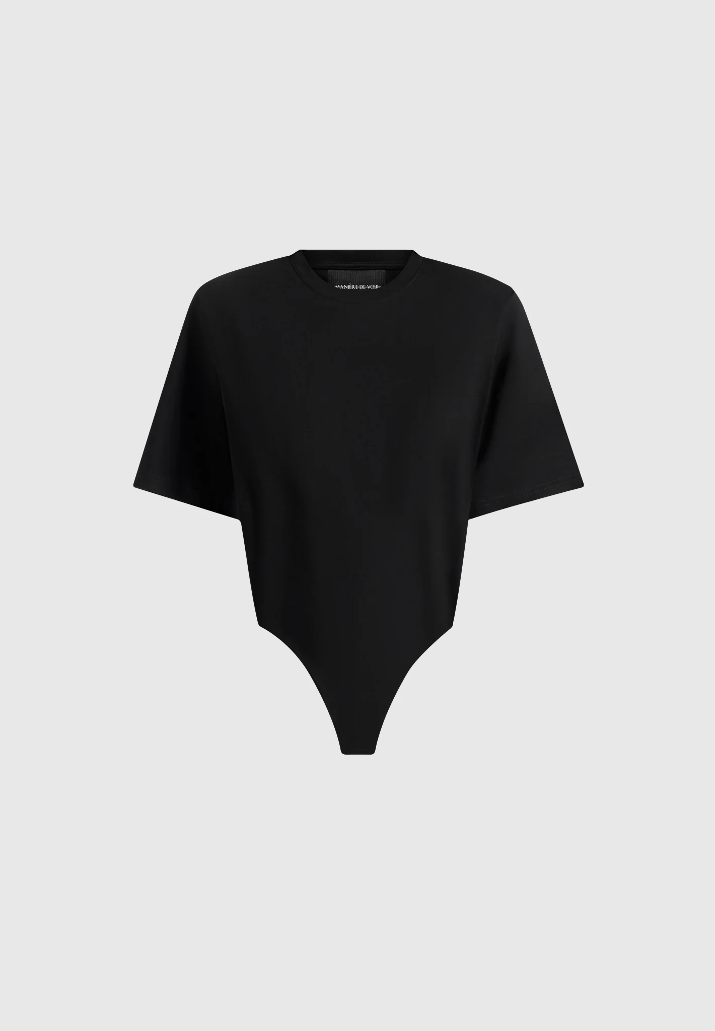 BS002 - Wide Shoulder Bodysuit T-Shirt - Black - Image 4