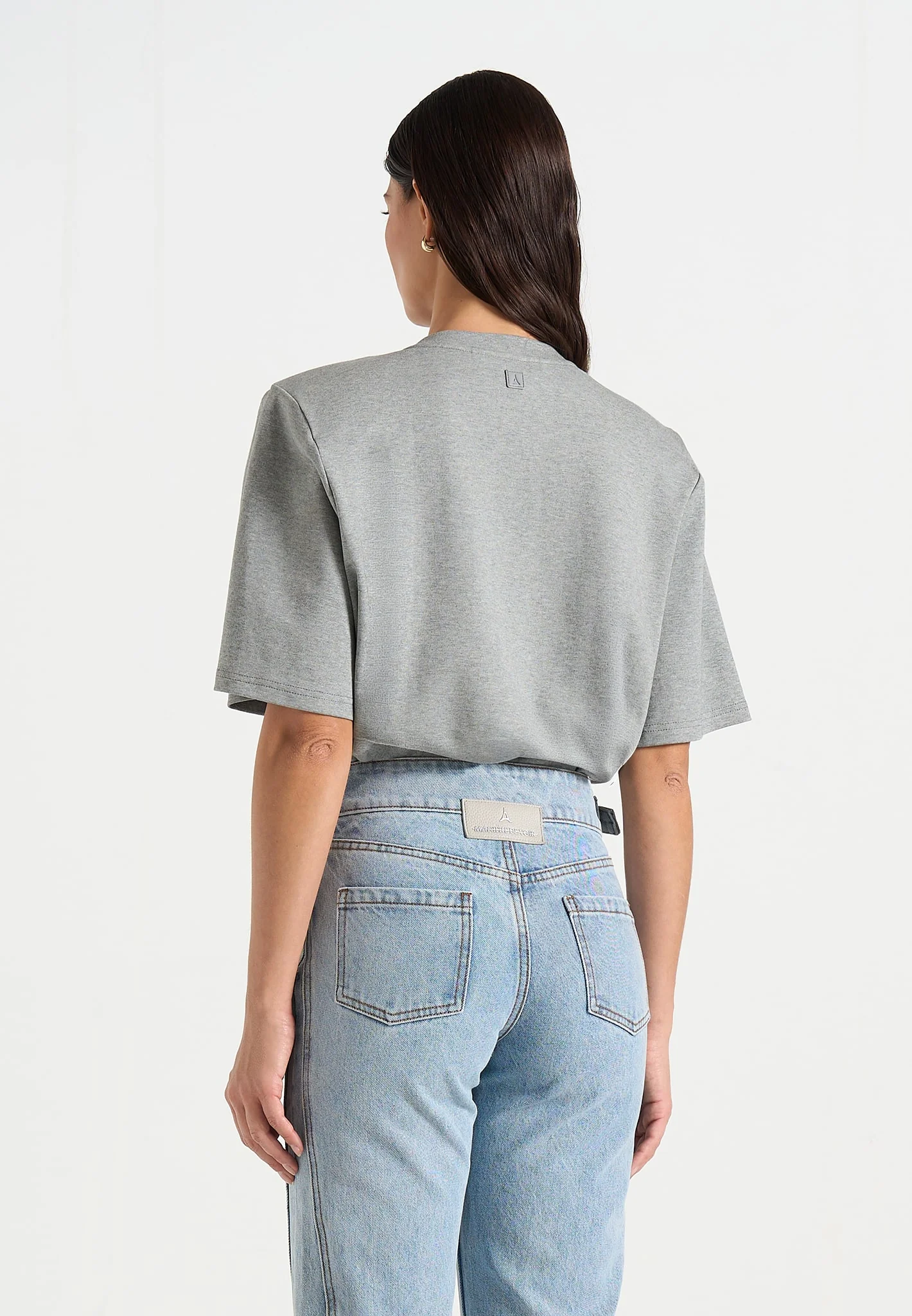 BS002 - Wide Shoulder Bodysuit T-Shirt - Grey - Image 3