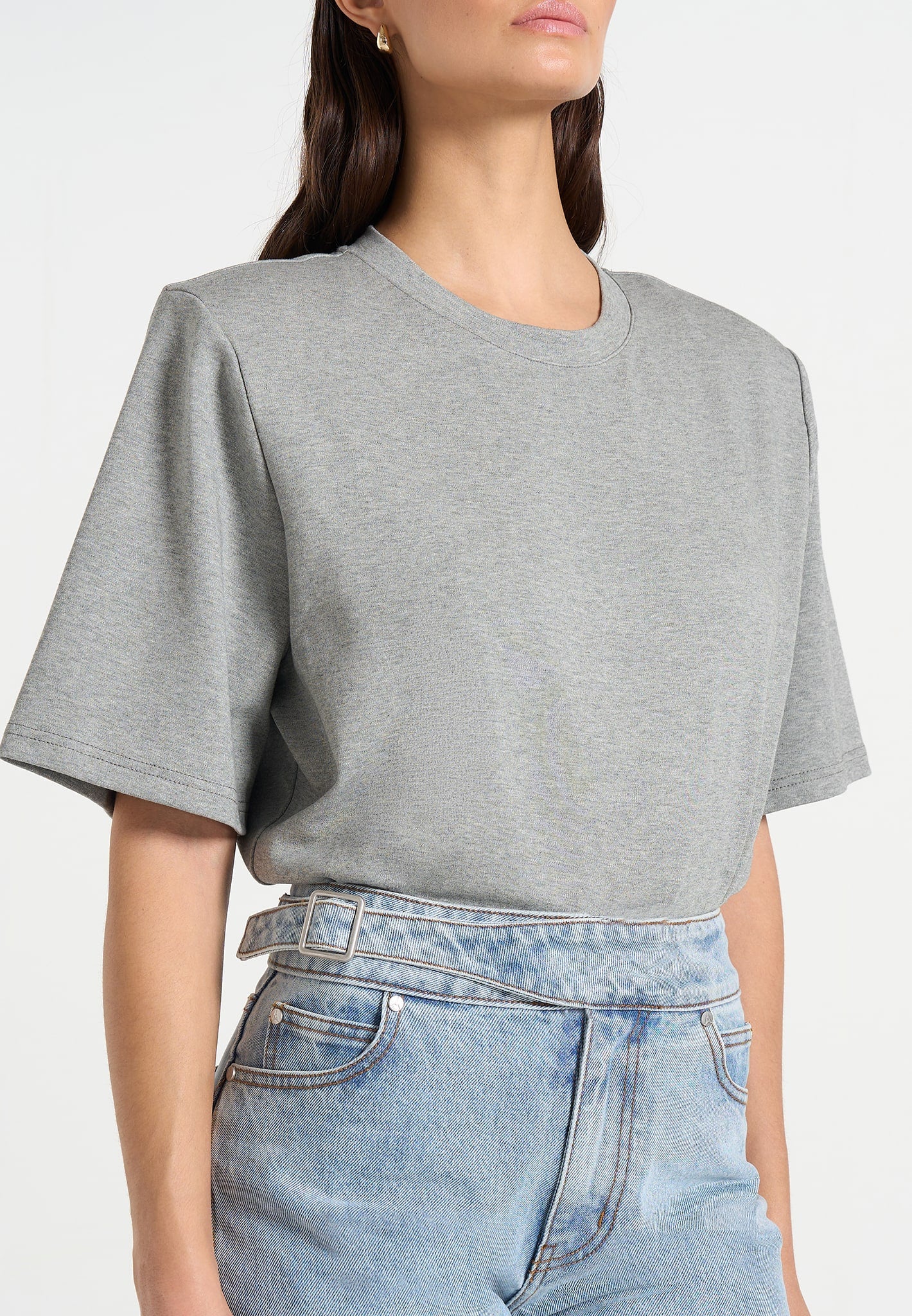 BS002 - Wide Shoulder Bodysuit T-Shirt - Grey - Image 4