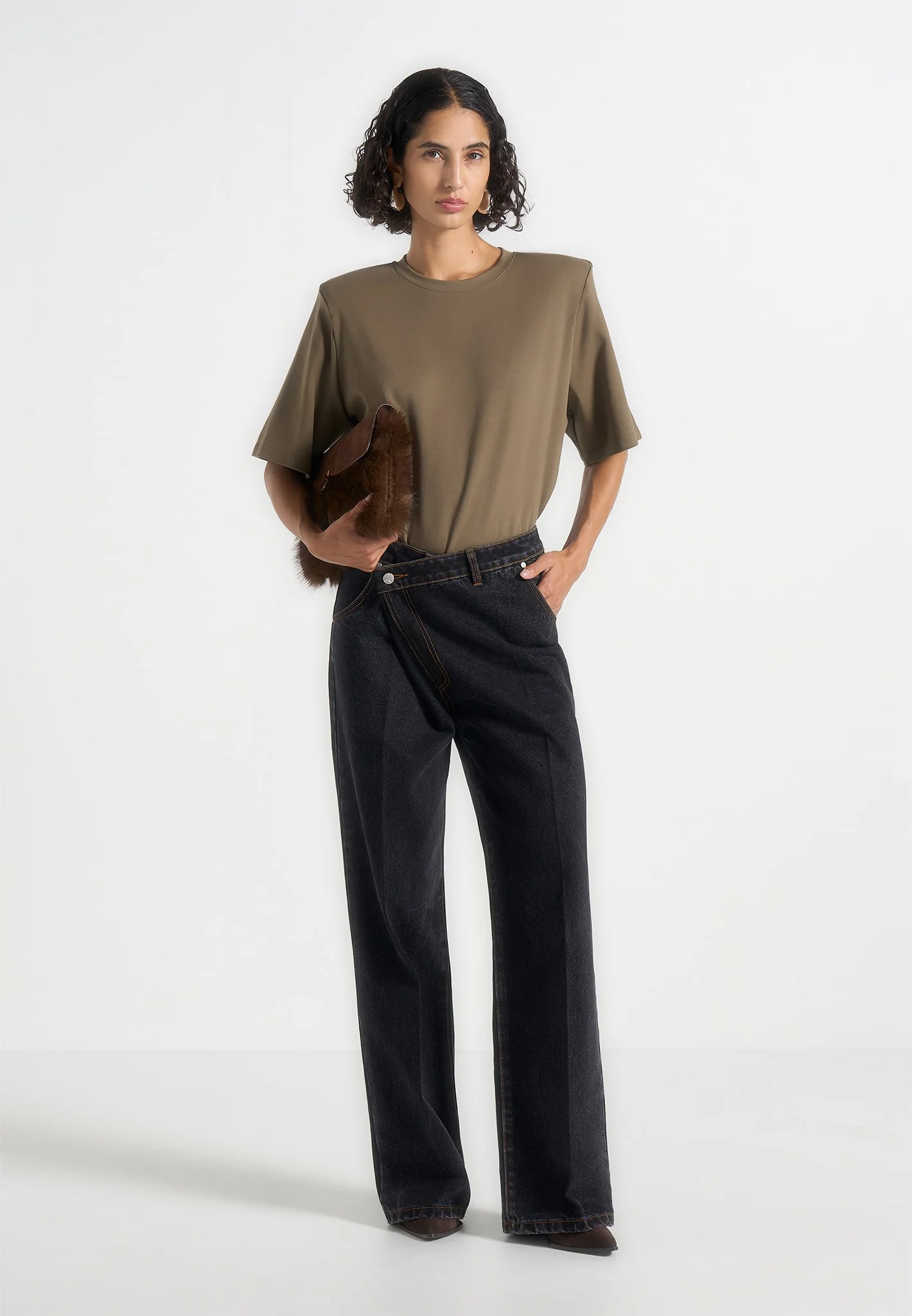 BS002 - Wide Shoulder Bodysuit T-Shirt - Olive