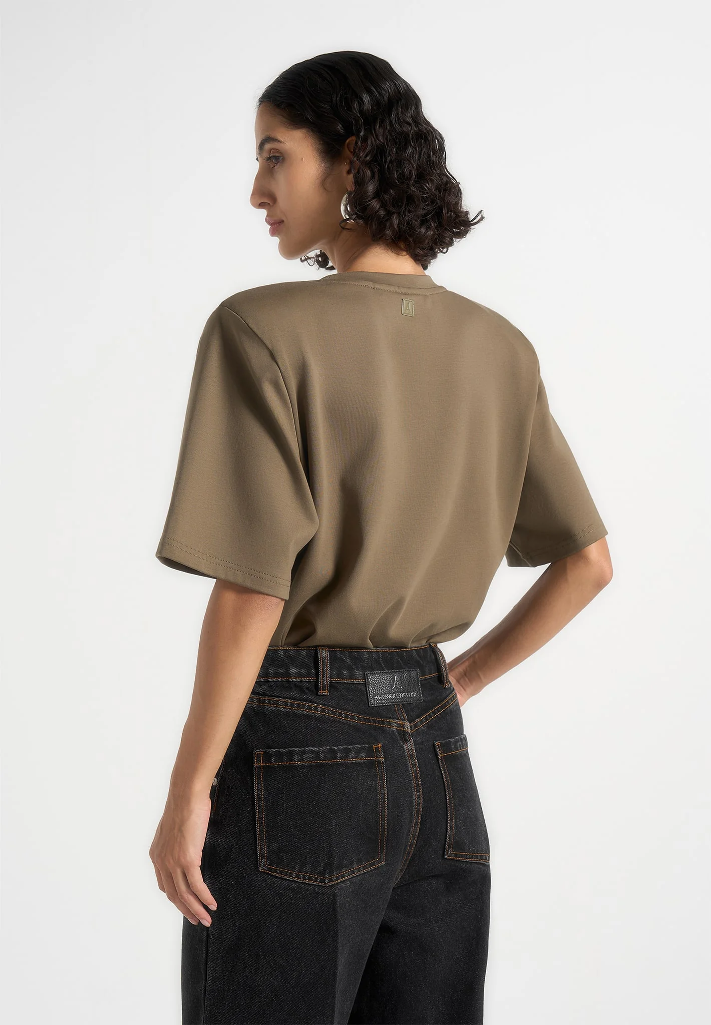 BS002 - Wide Shoulder Bodysuit T-Shirt - Olive - Image 3
