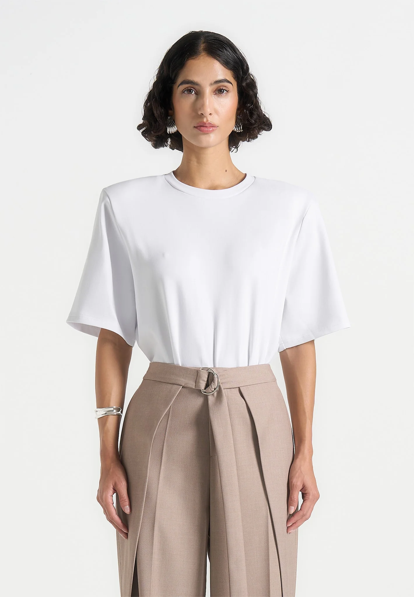 BS002 - Wide Shoulder Bodysuit T-Shirt - White - Image 2