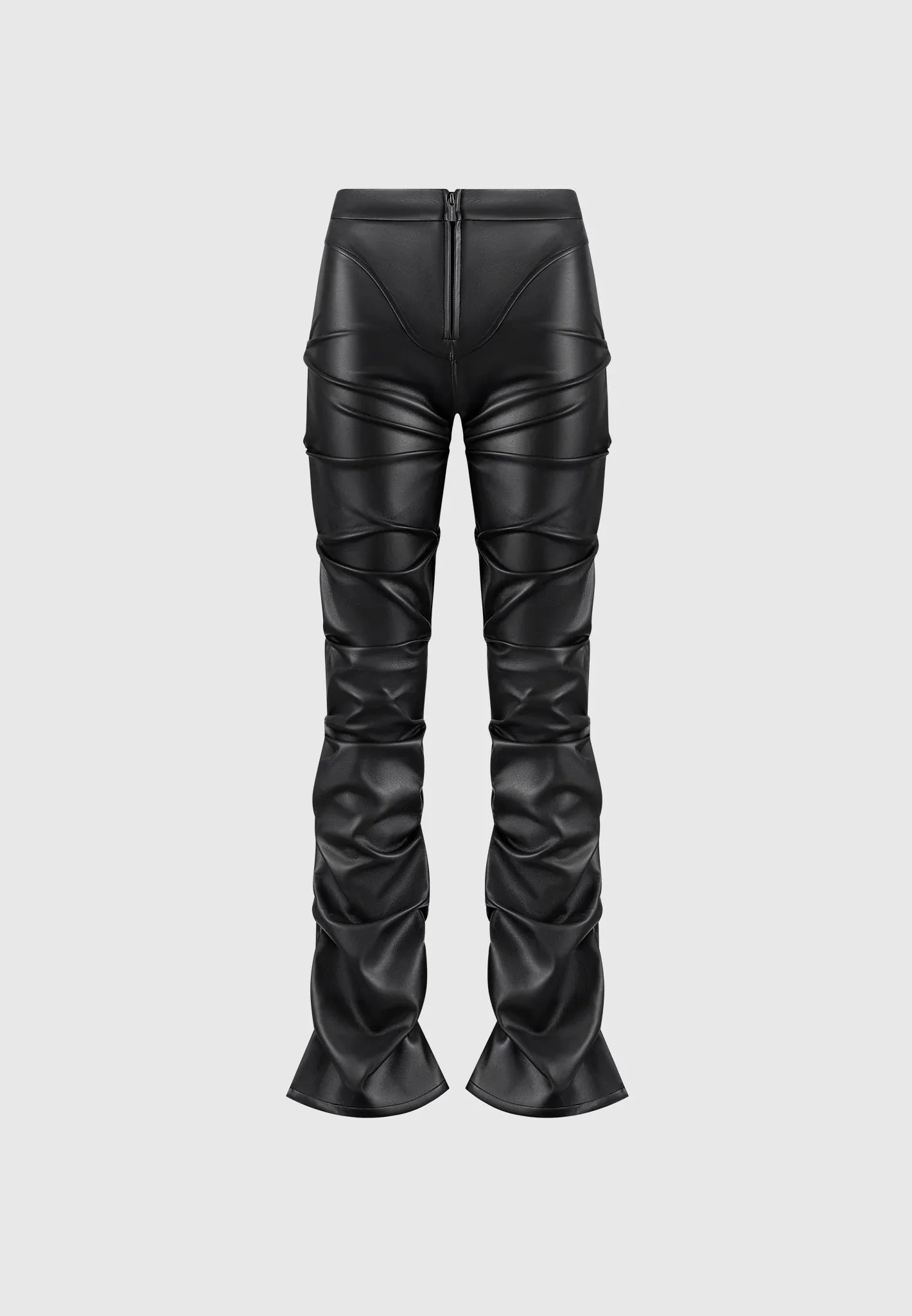 Caroline - Tacked Leather Fit & Flare Trousers - Black - Image 4