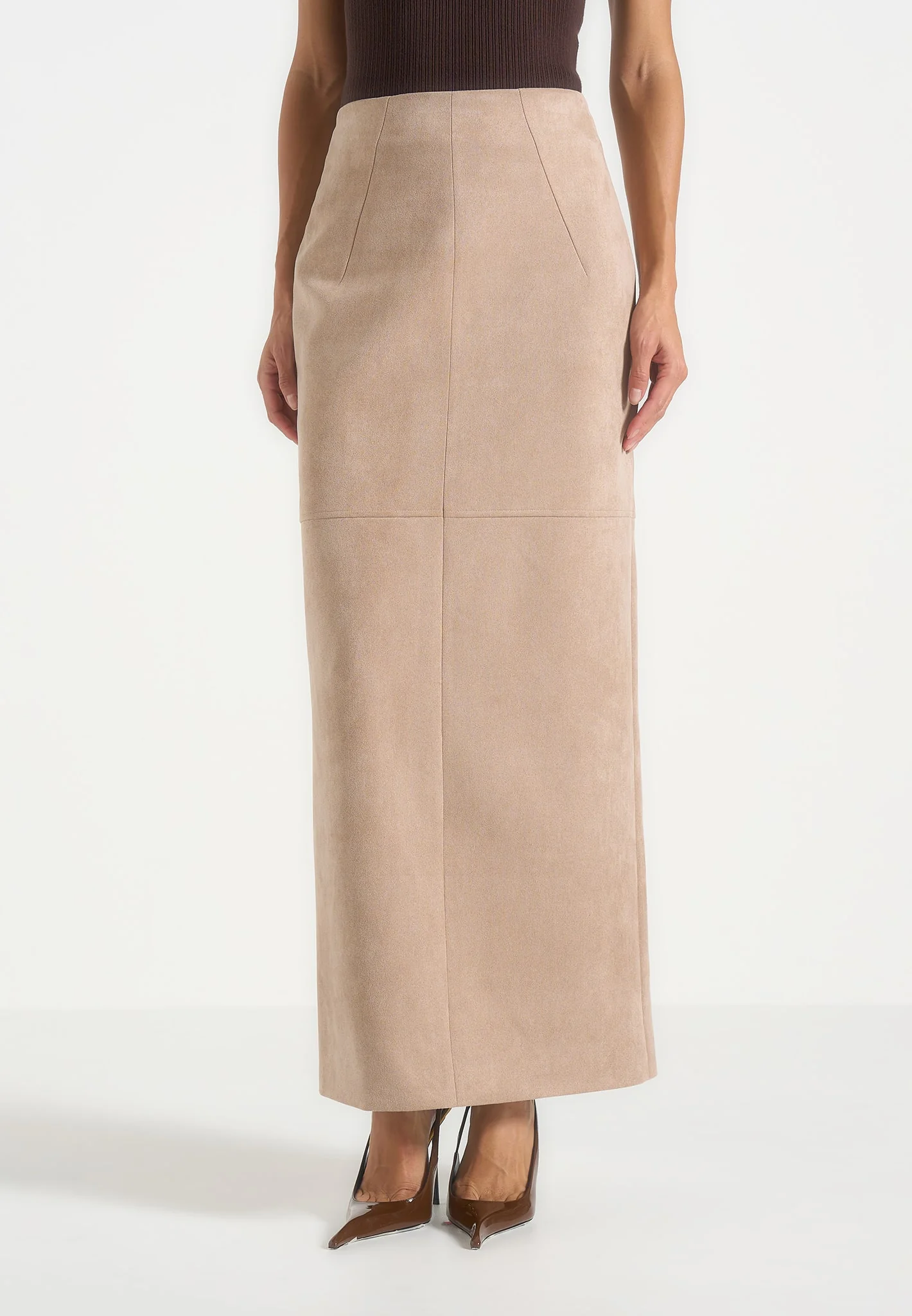 Celie - Suede Maxi Skirt - Beige - Image 2