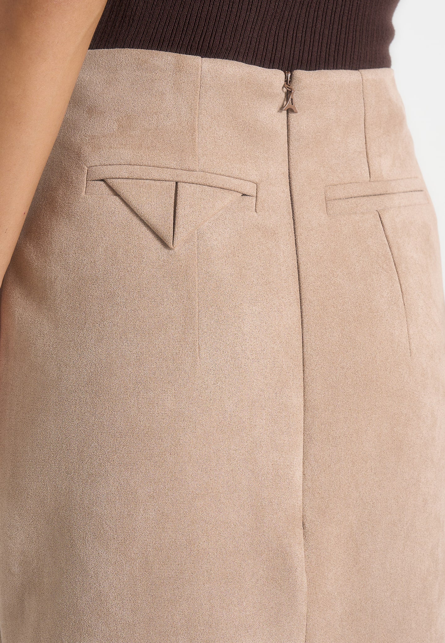 Celie - Suede Maxi Skirt - Beige - Image 4