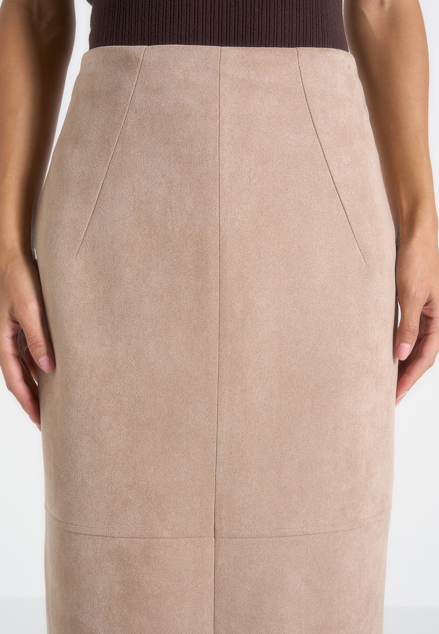 Celie - Suede Maxi Skirt - Beige - Image 5