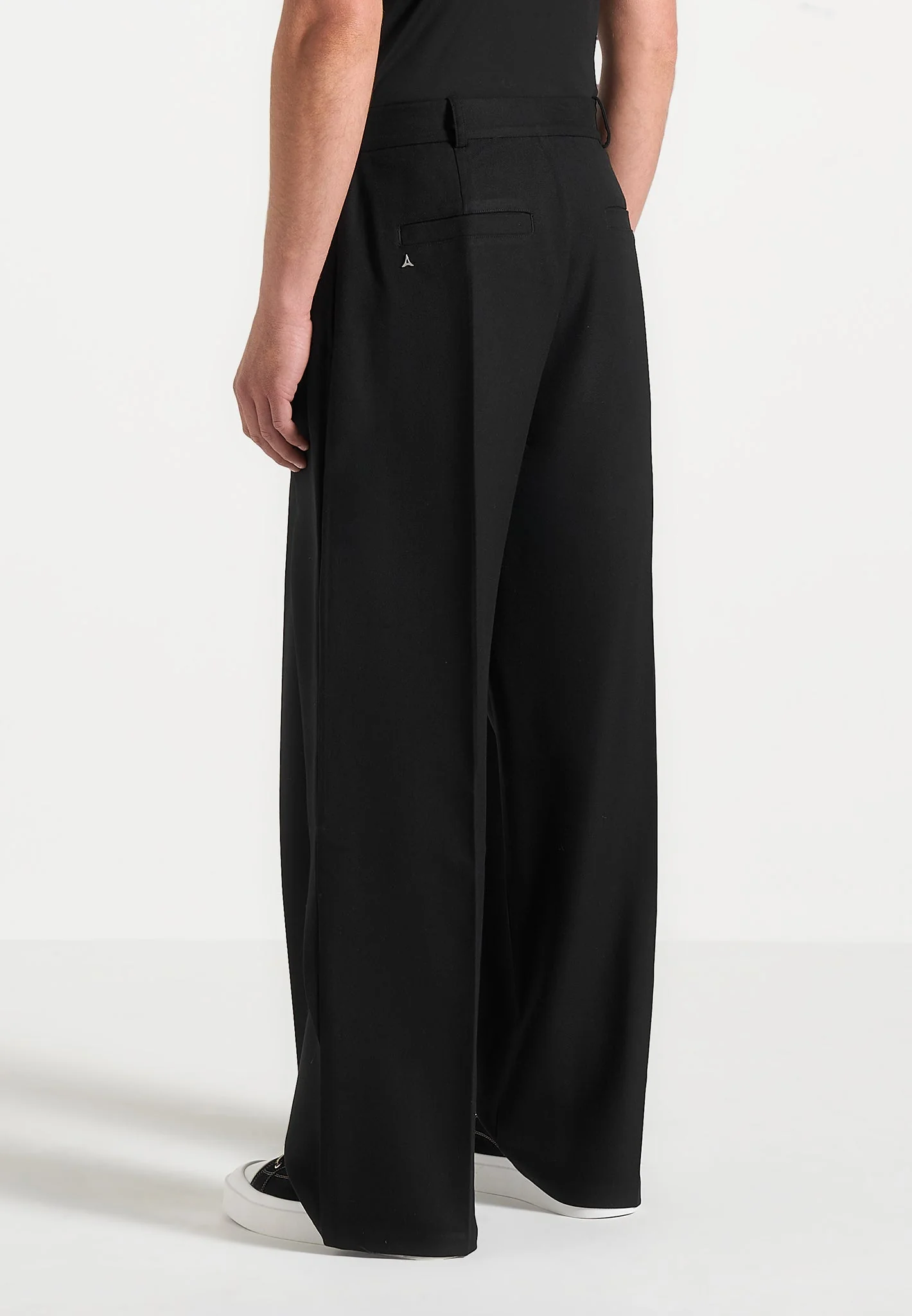 Charles - Wide Fit Wrap Leg Tailored Trousers - Black - Image 3