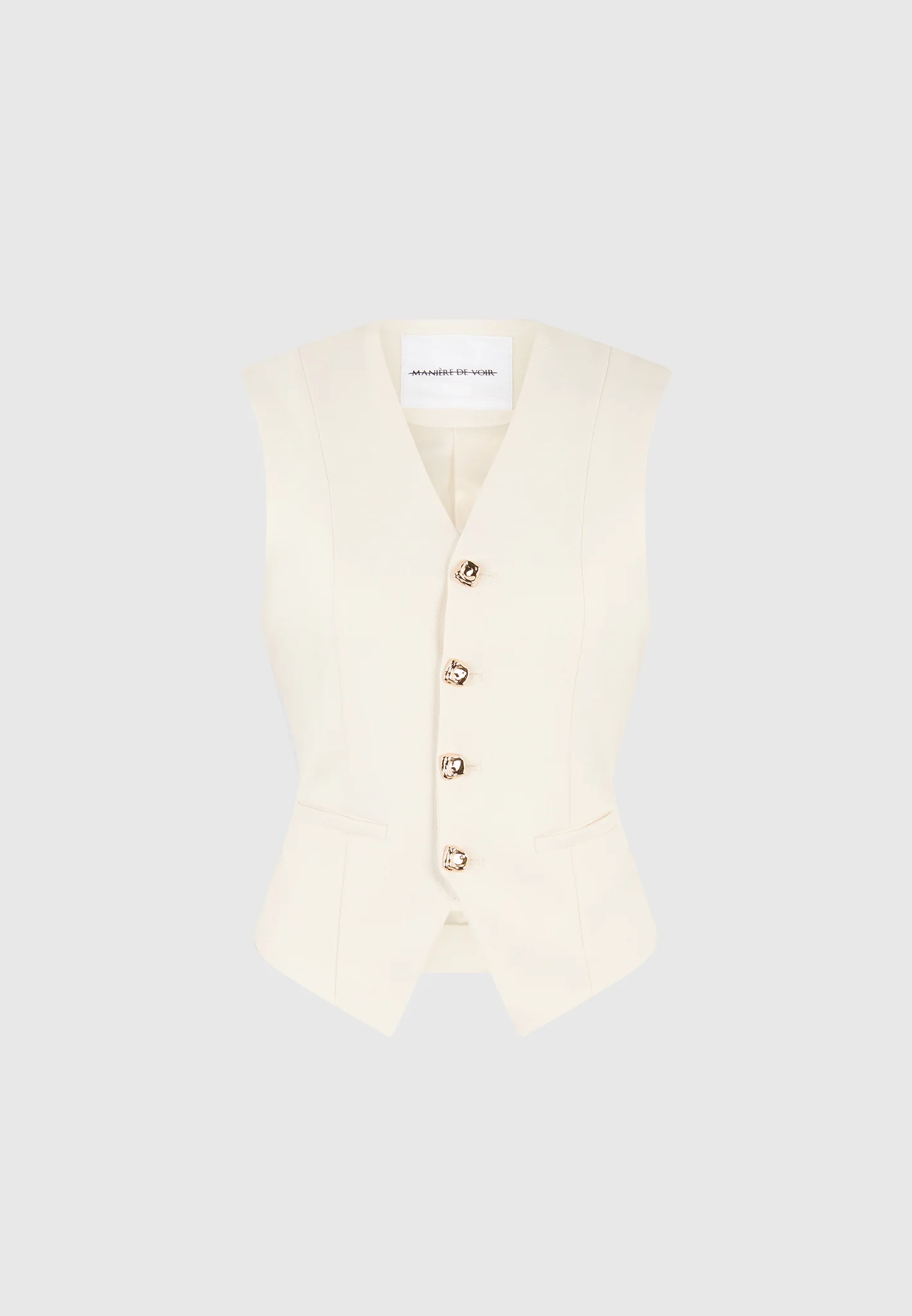 Christine - Tailored Cinch Waistcoat - Off White - Image 7