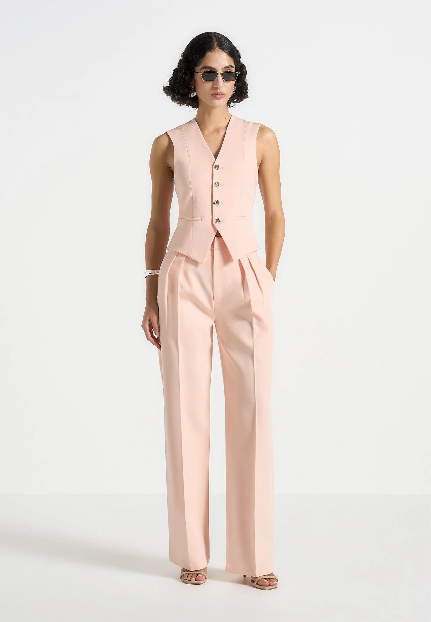 Christine - Tailored Cinch Waistcoat - Peach - Image 2