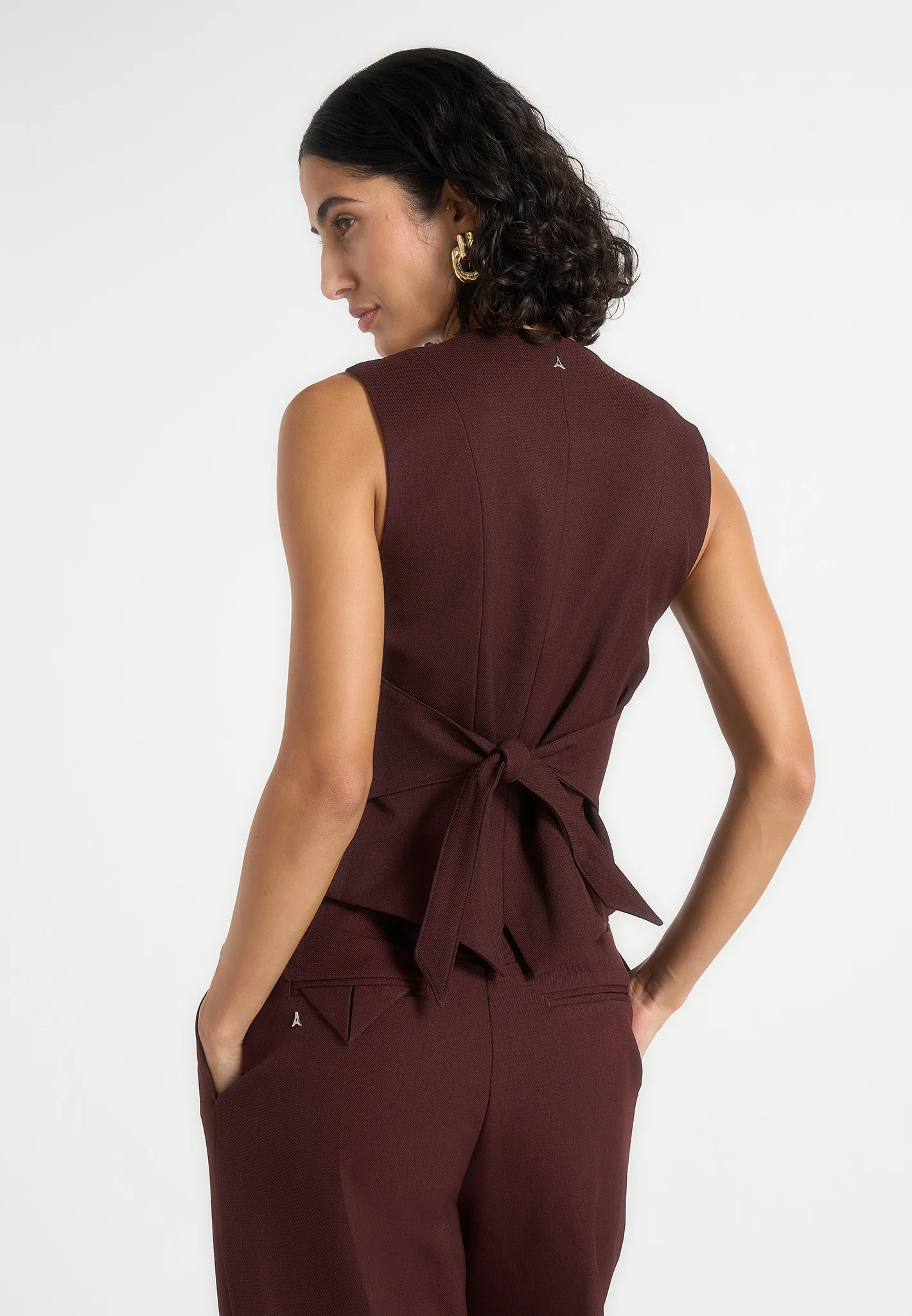 Christine - Tailored Cinch Waistcoat - Wine Red - Image 4