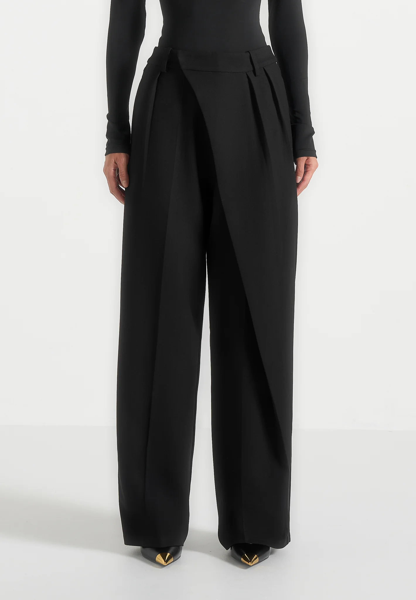 Colette - Tailored Wrap Pleat Trousers - Black - Image 5