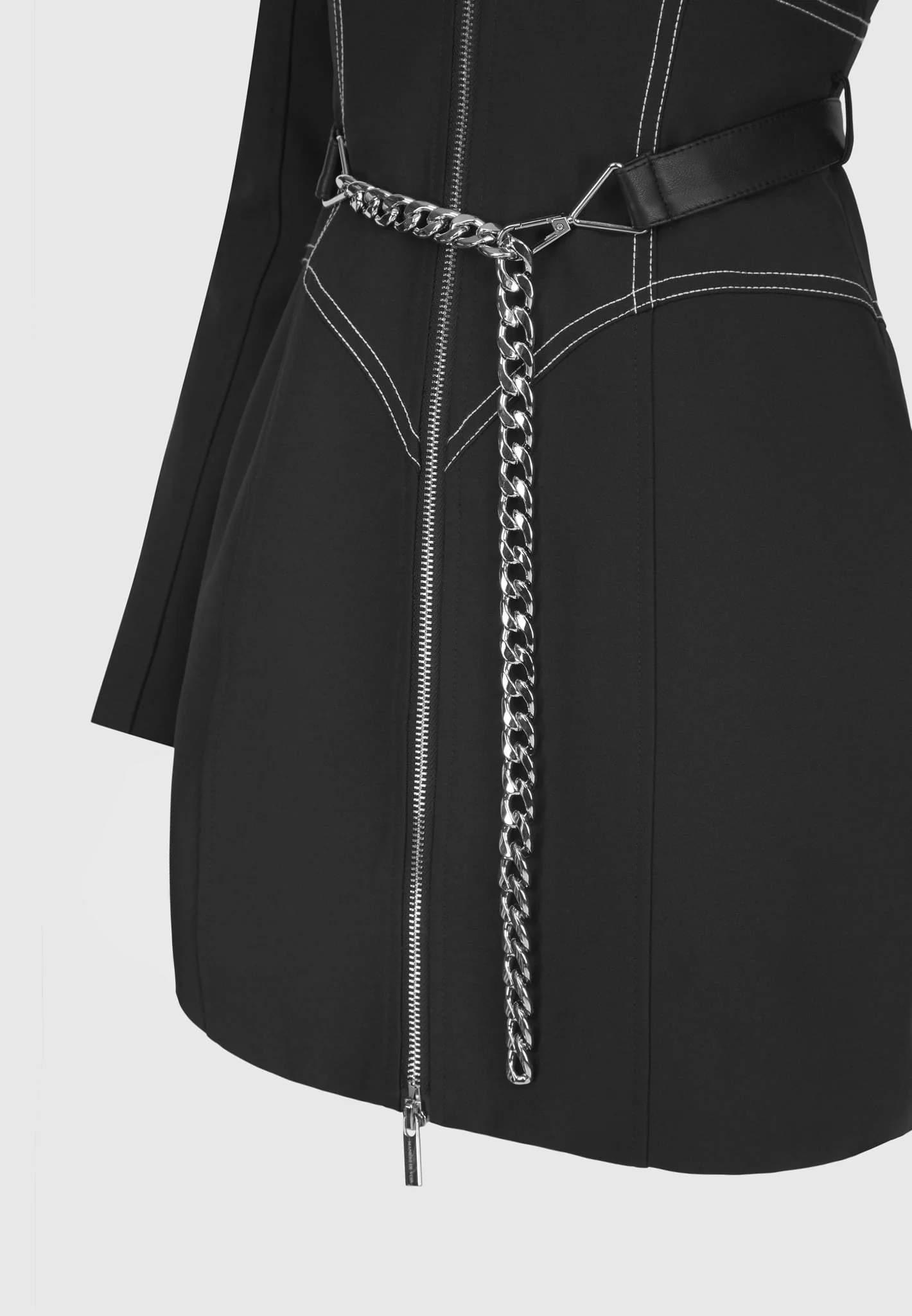 Corset Blazer Dress with Chain - Black - Image 8