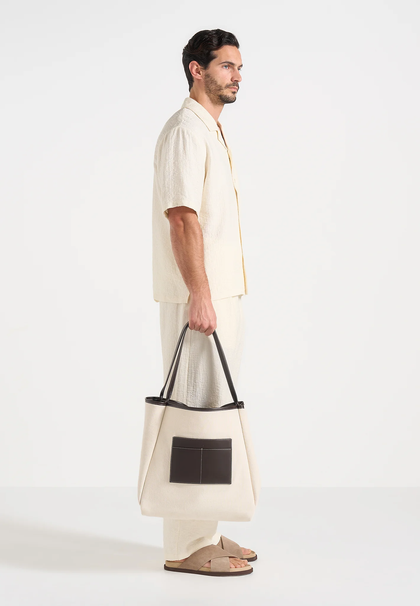Dakota - Unisex Reversible Leather & Suede Tote Bag - Brown - Image 3