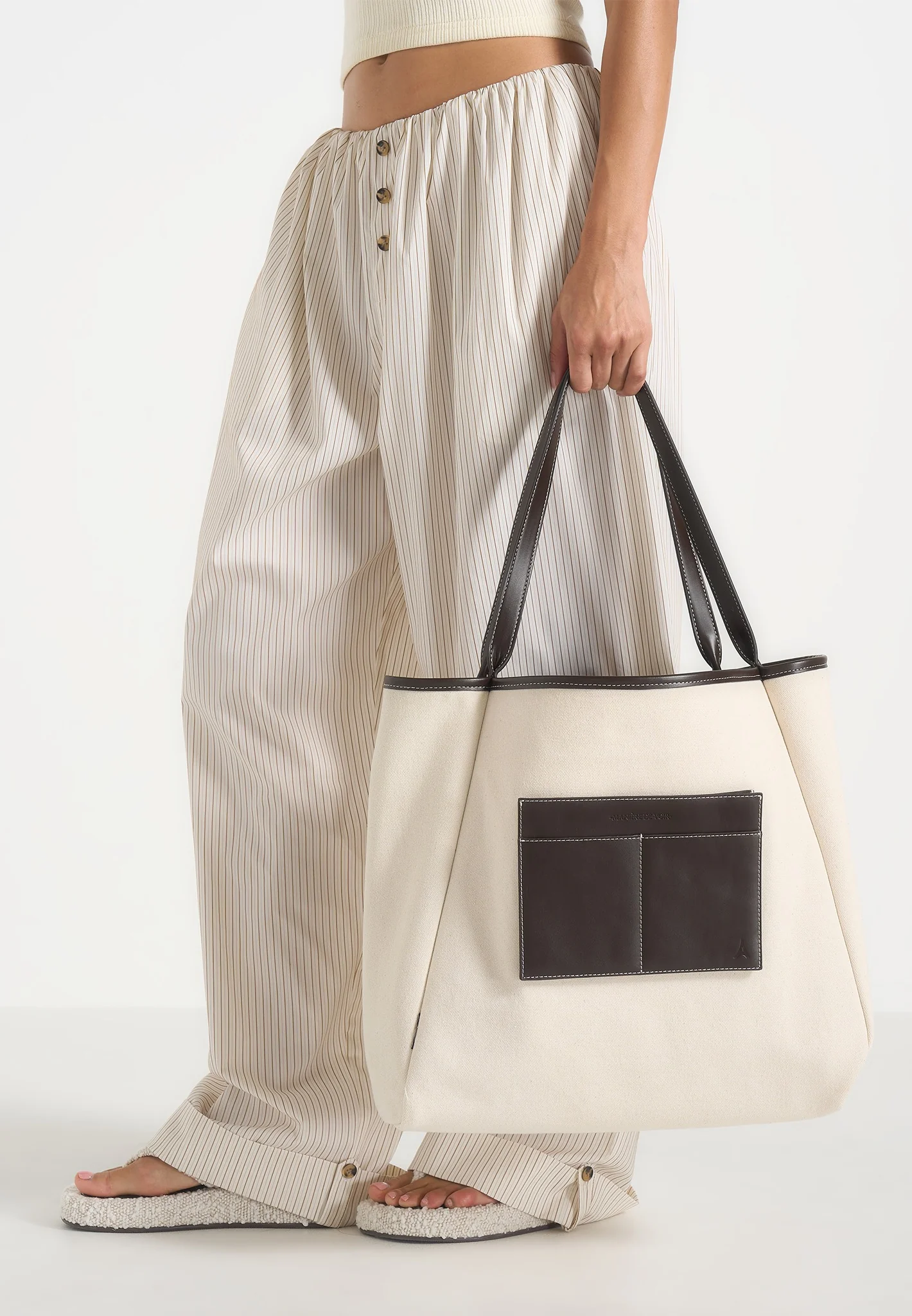 Dakota - Unisex Reversible Leather & Suede Tote Bag - Brown - Image 5