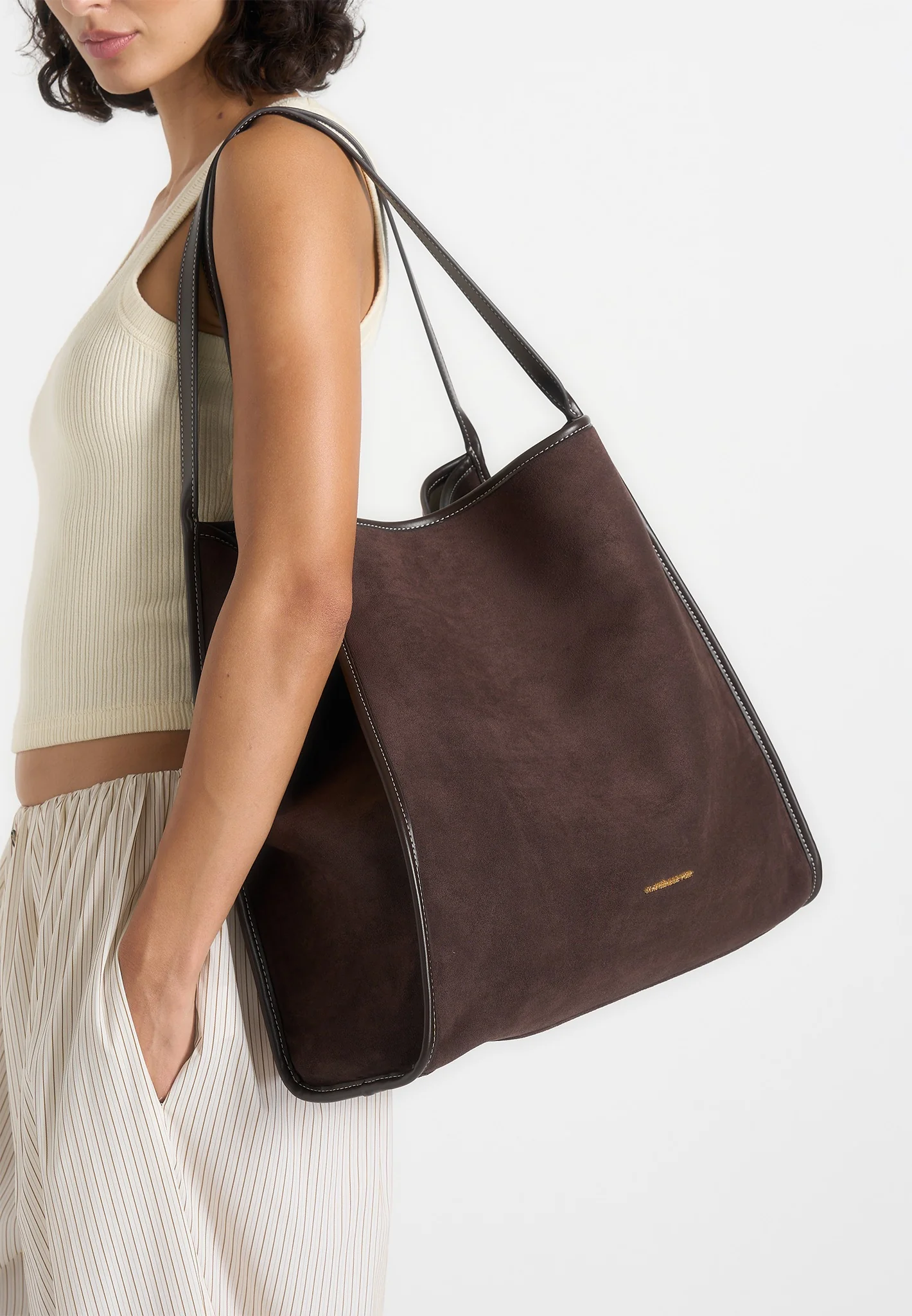 Dakota - Unisex Reversible Leather & Suede Tote Bag - Brown - Image 9
